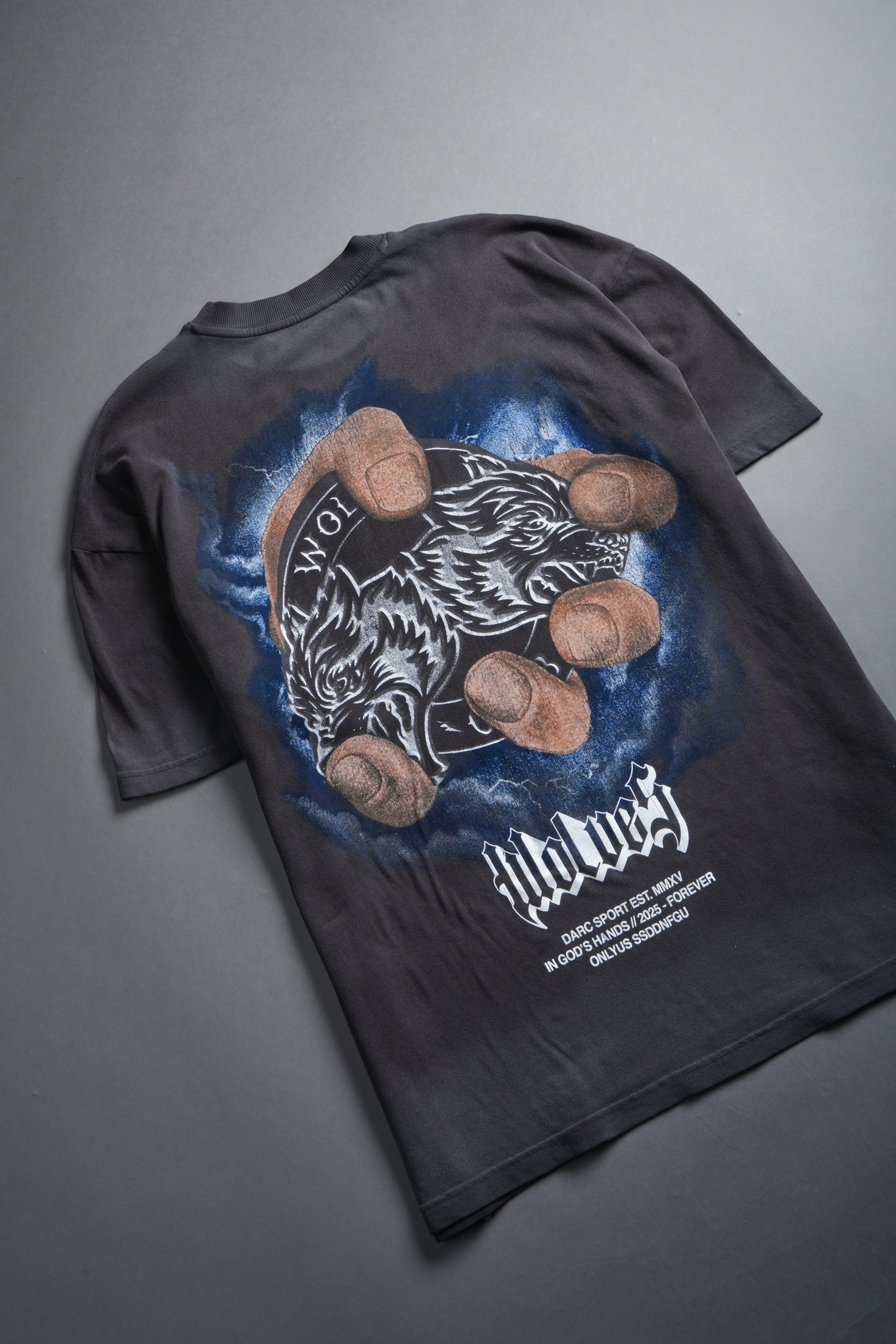 In God's Hands Premium Oversized Tee in Wolf Gray Drift Wash - Image 8
