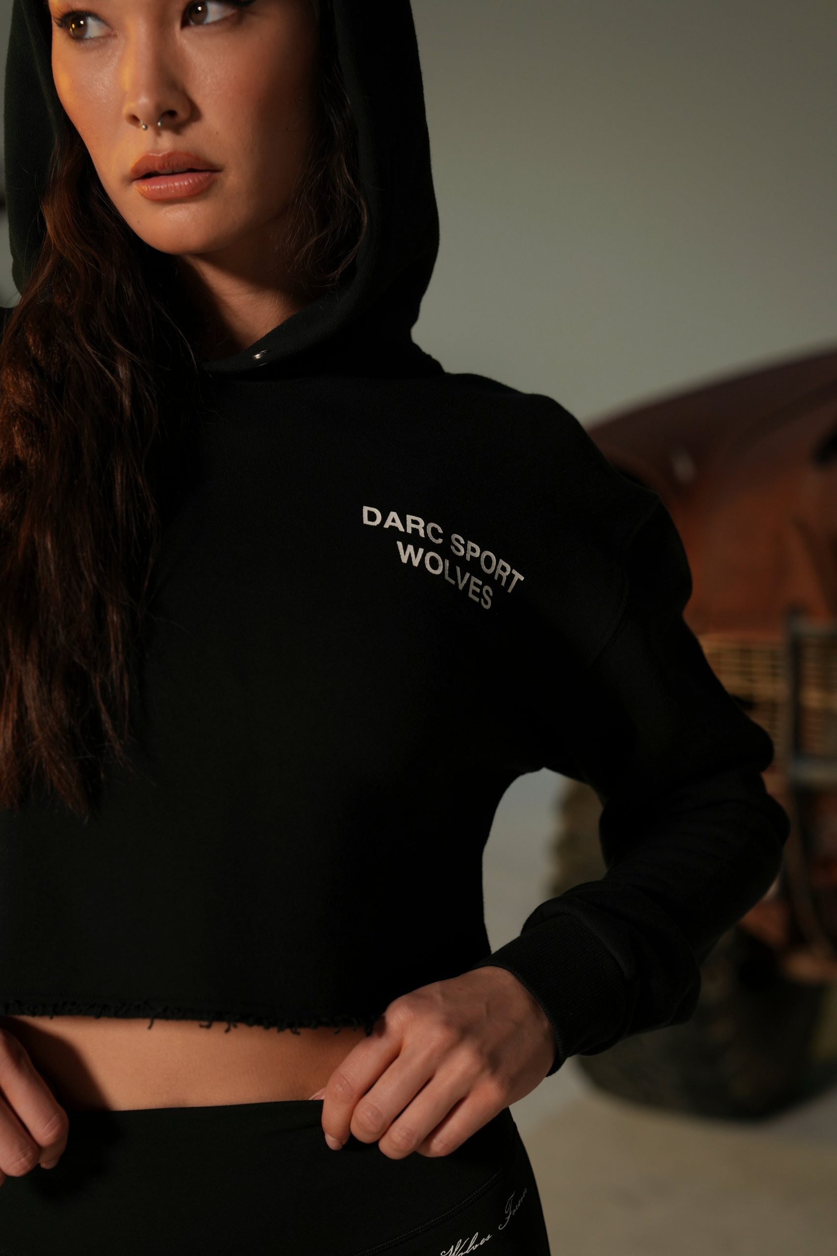 Darc Sport Wolves Pierce (Cropped) Hoodie in Black - Image 6