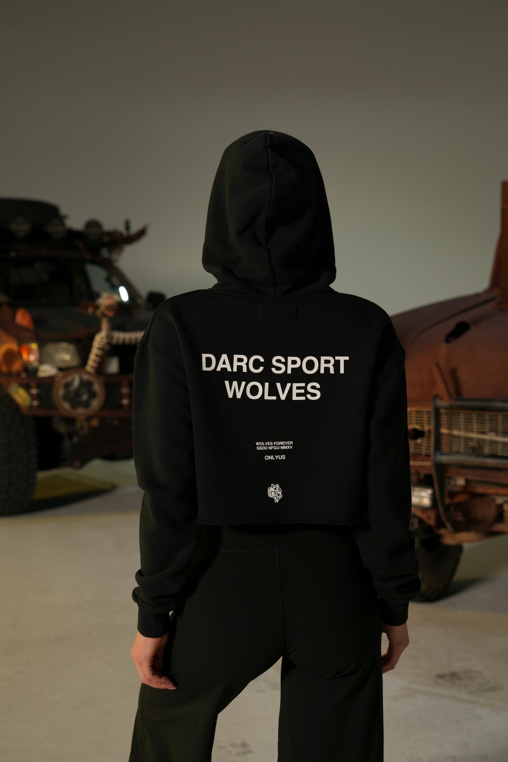 Darc Sport Wolves Pierce (Cropped) Hoodie in Black - Image 2