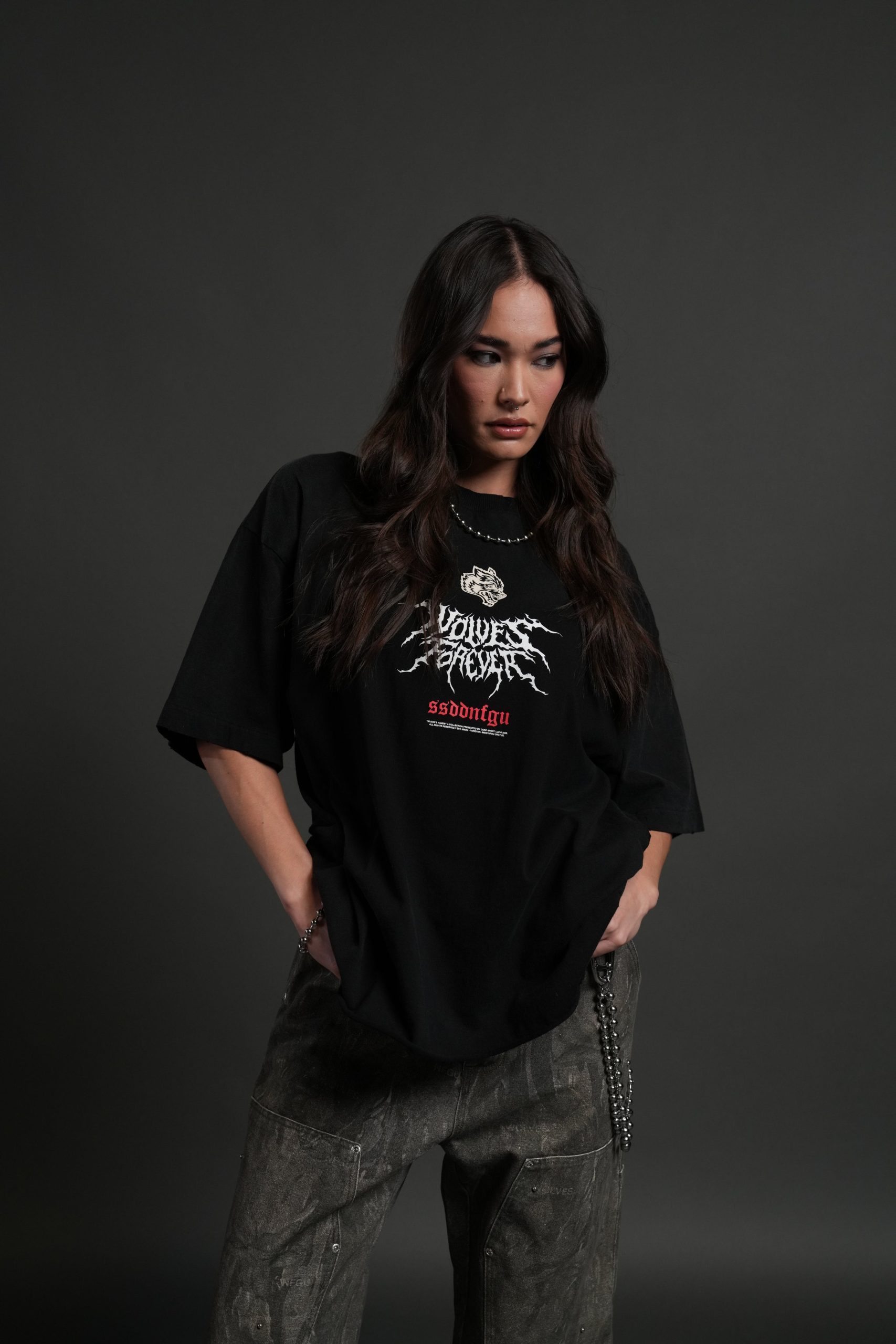 Mori Rose Distressed Grunge Tee in Black Drift Wash - Image 9