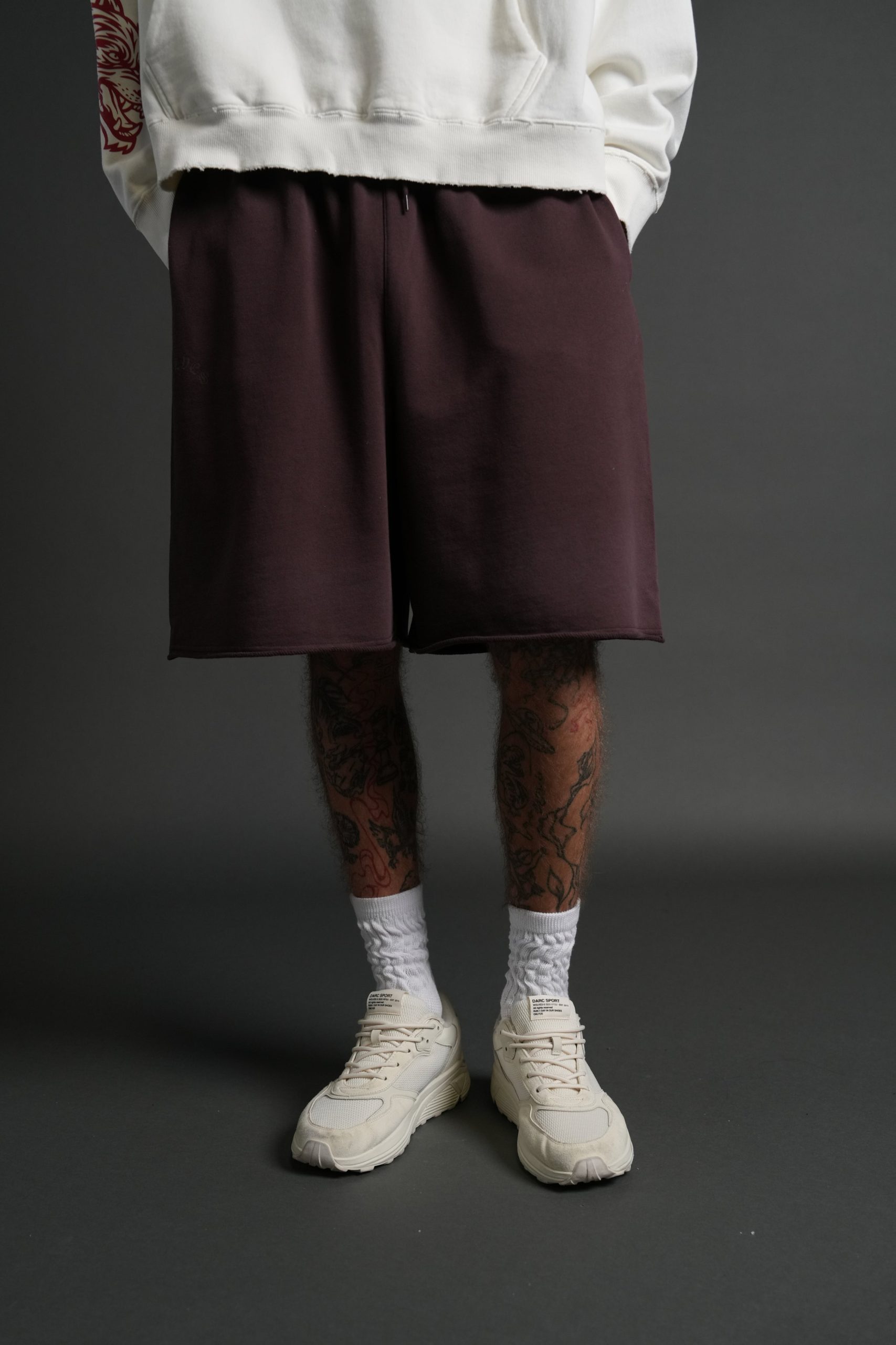 Darc Wandering Grunge Brock Sweat Shorts in Darc Garnet Drift Wash - Image 2