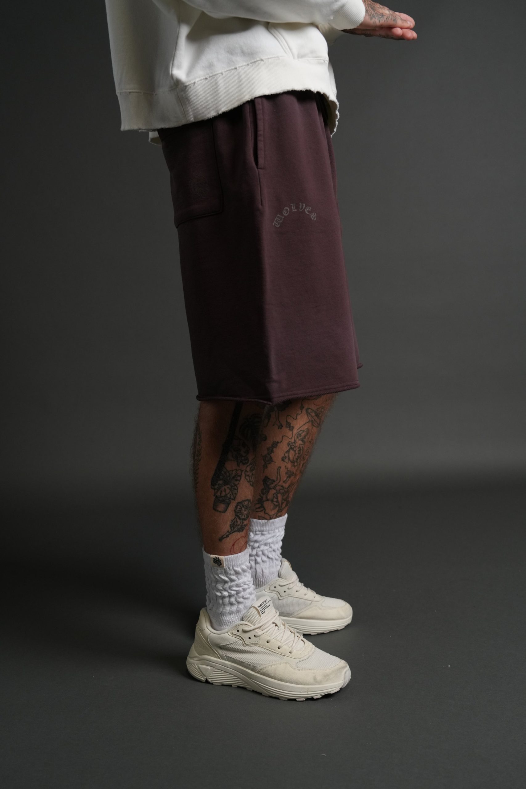 Darc Wandering Grunge Brock Sweat Shorts in Darc Garnet Drift Wash - Image 5