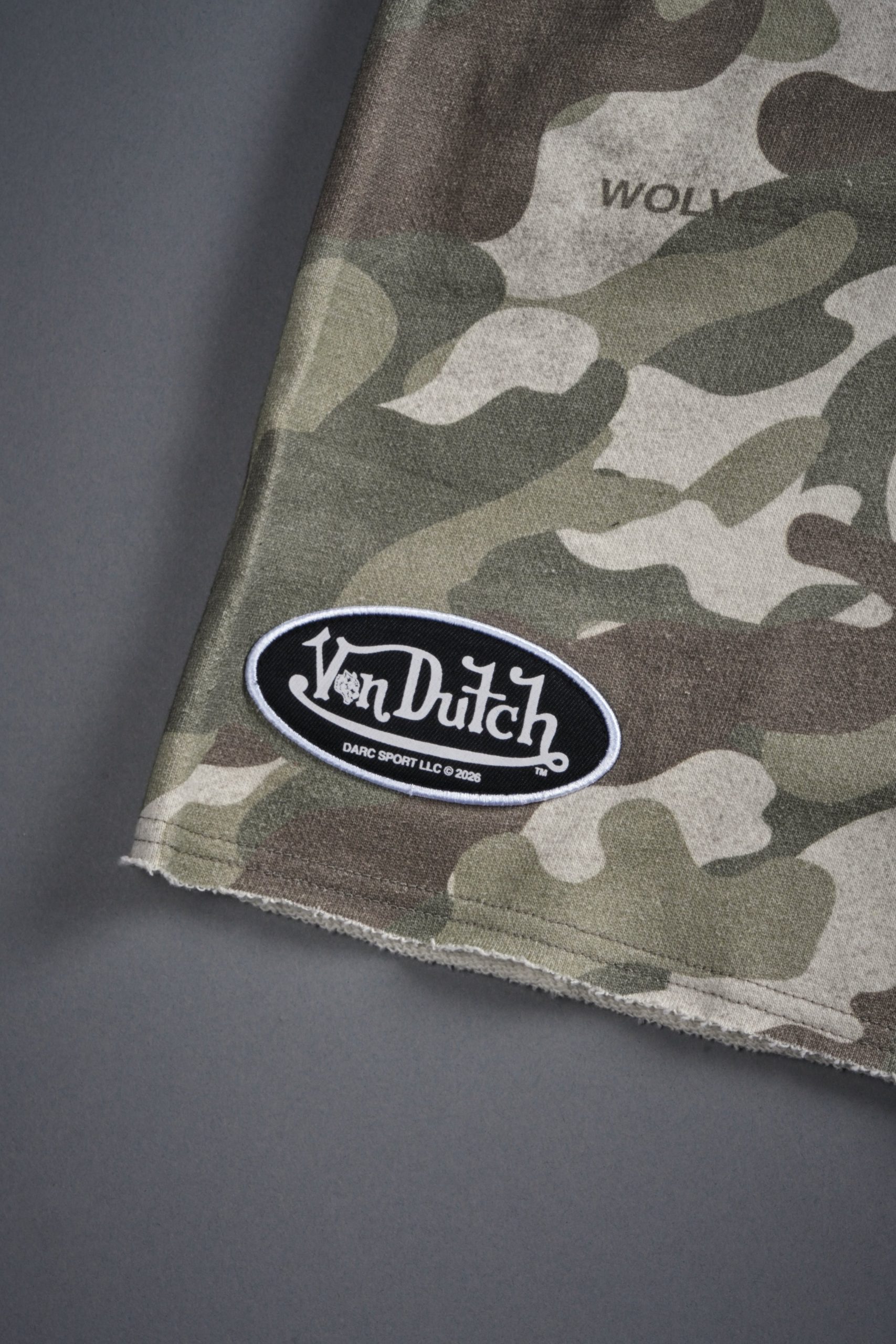 Rebel Heritage Grunge Oversized Raw Hem Post Lounge Sweat Shorts in DSVD Green Camo - Image 9