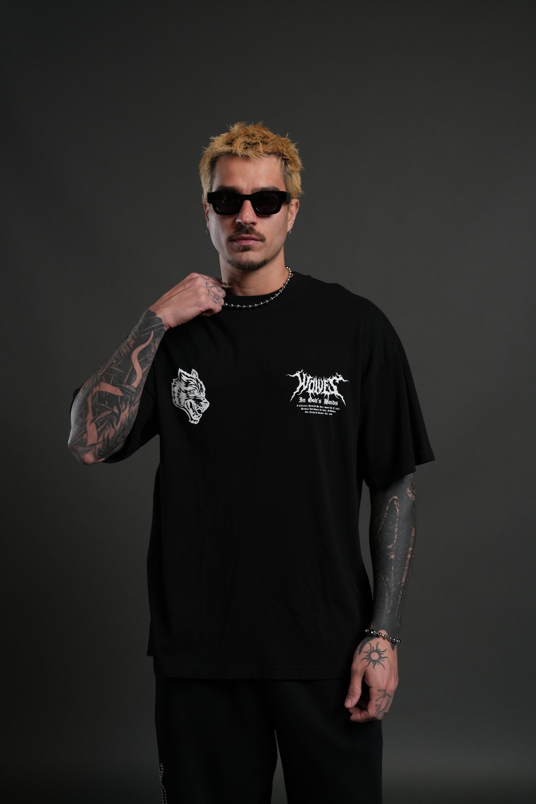 Through The Clouds Premium Oversized Tee in Black - Image 2