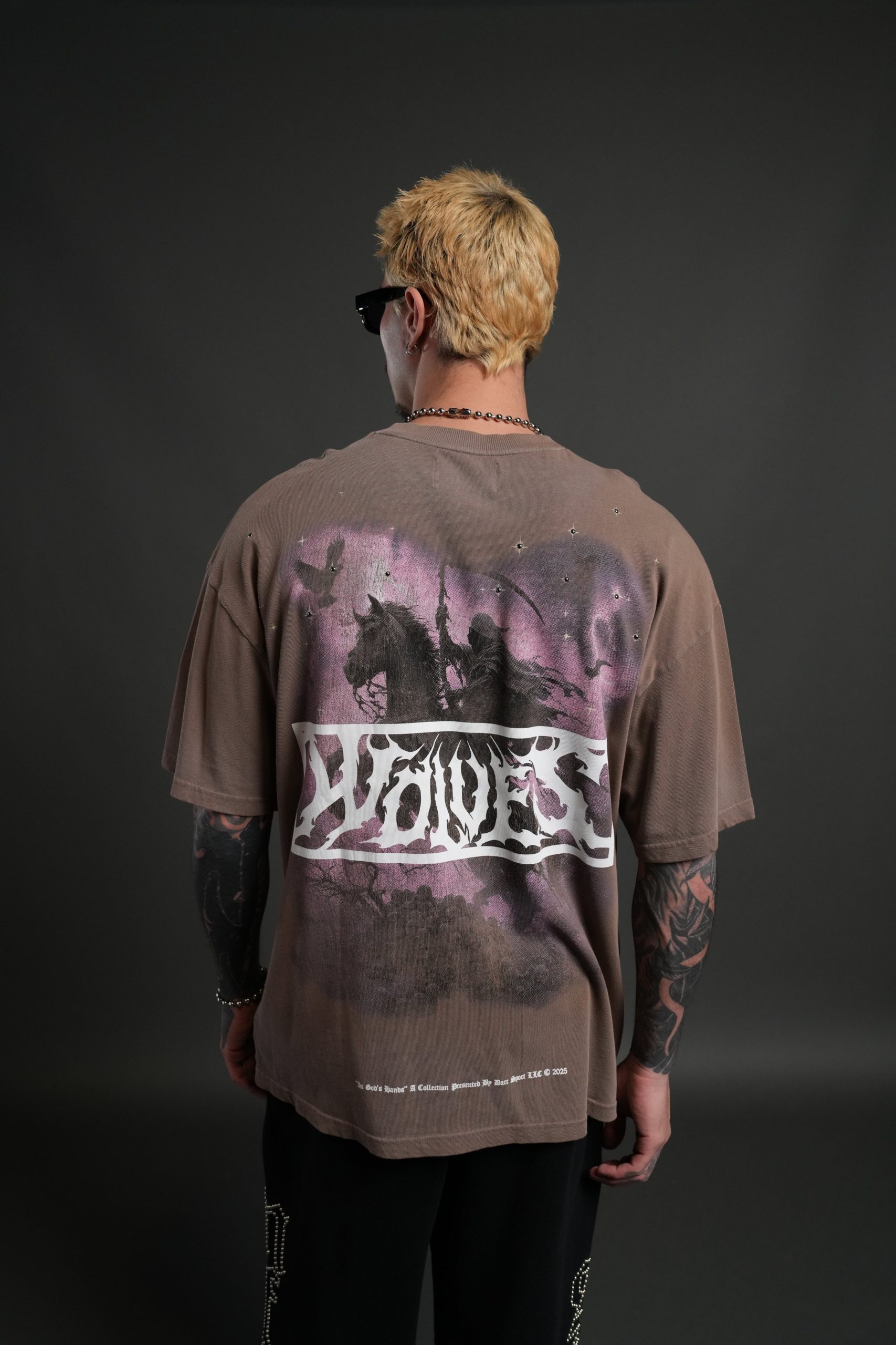 Midnight Horseman Premium Oversized Tee in Mojave Brown Drift Wash - Image 4