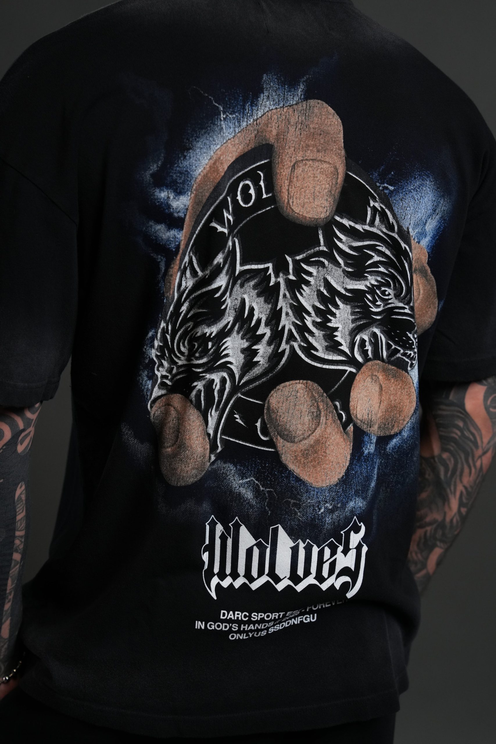 In God's Hands Premium Oversized Tee in Black Drift Wash - Image 5