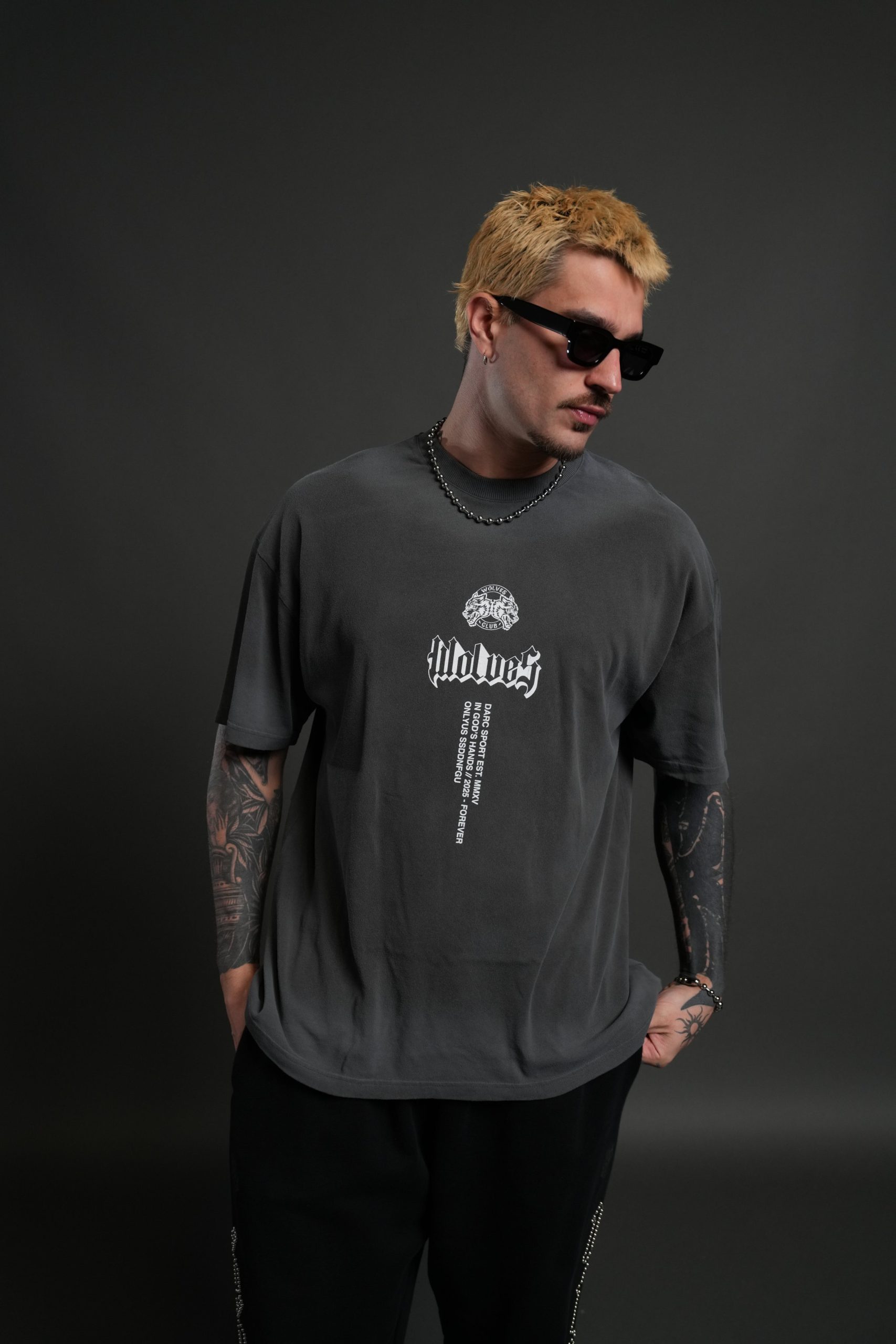 In God's Hands Premium Oversized Tee in Wolf Gray Drift Wash - Image 2