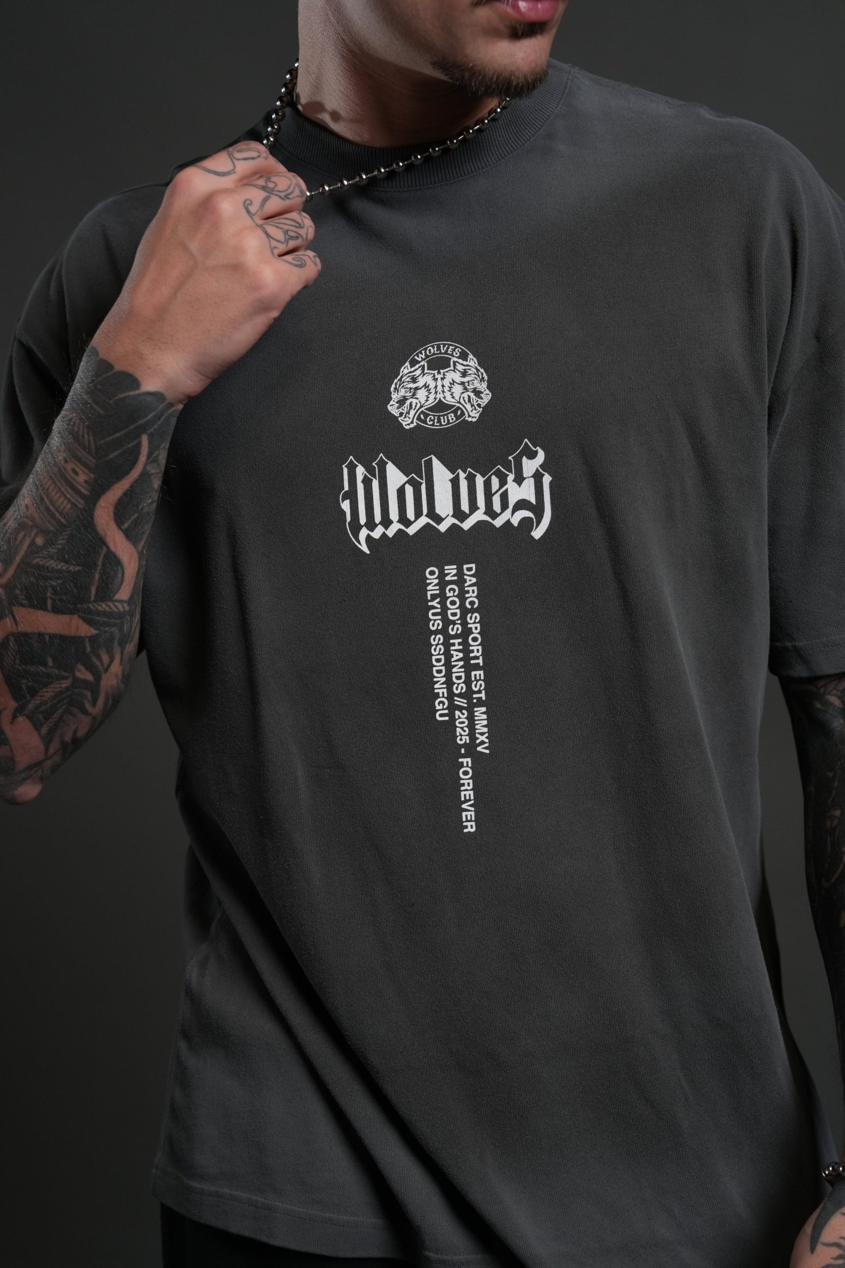 In God's Hands Premium Oversized Tee in Wolf Gray Drift Wash - Image 6