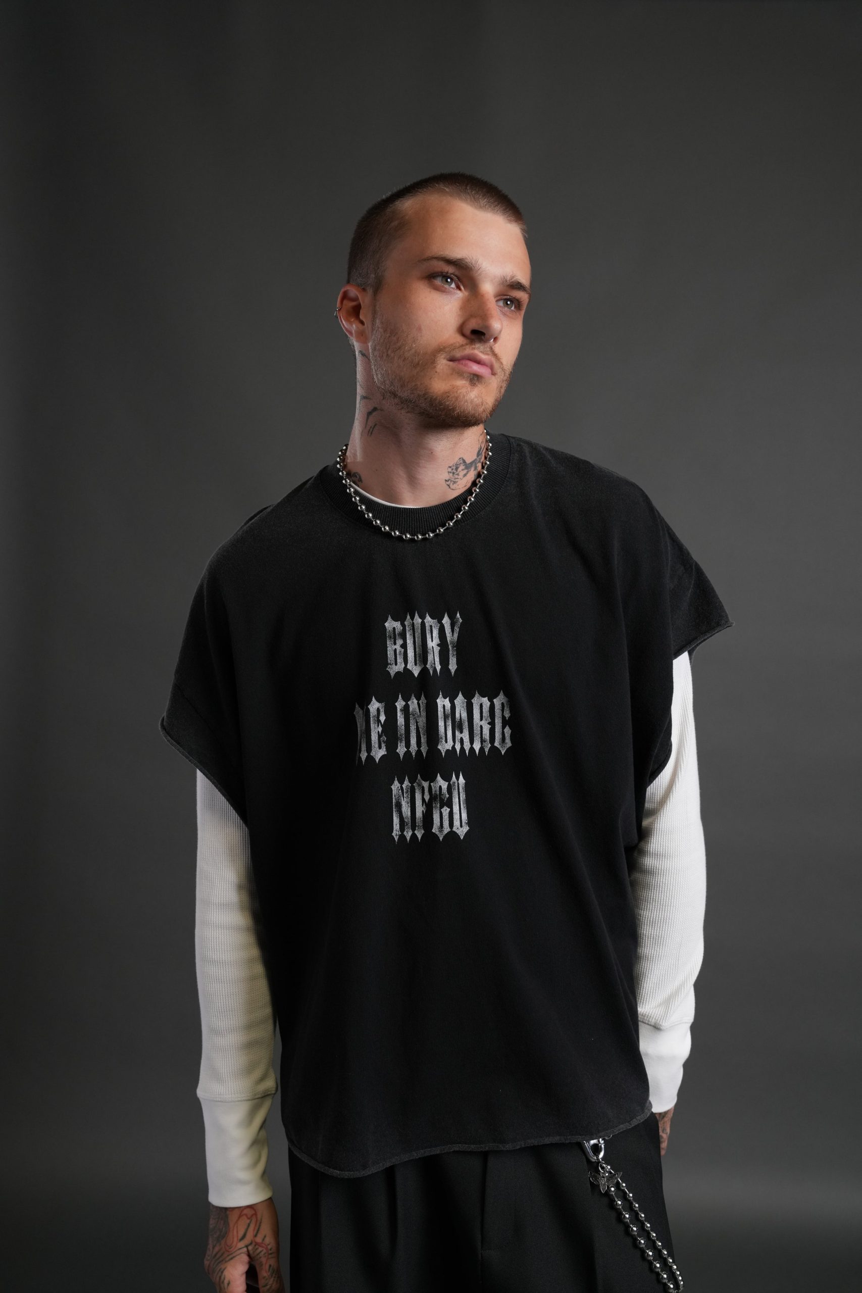 Bury Me in Darc Forever Grunge Cut-Off Tee in Black - Image 2