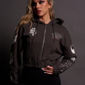 The Power Of The Dark Side Padme Chambers (Cropped) Zip Hoodie in Wolf Gray