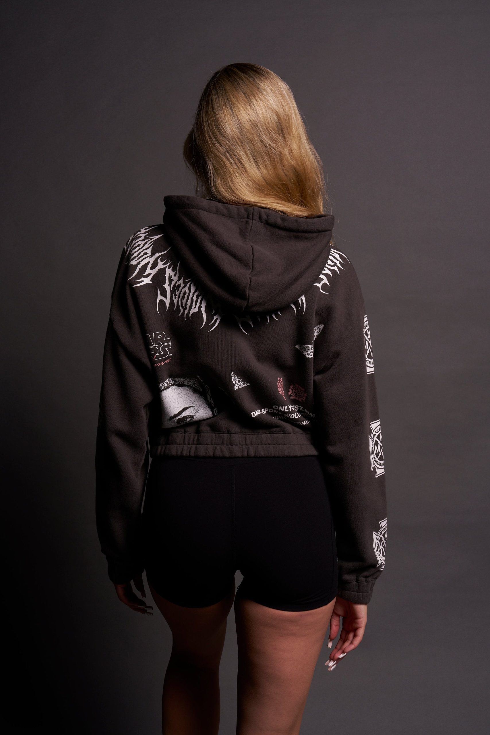 The Power Of The Dark Side Padme Chambers (Cropped) Zip Hoodie in Wolf Gray - Image 2