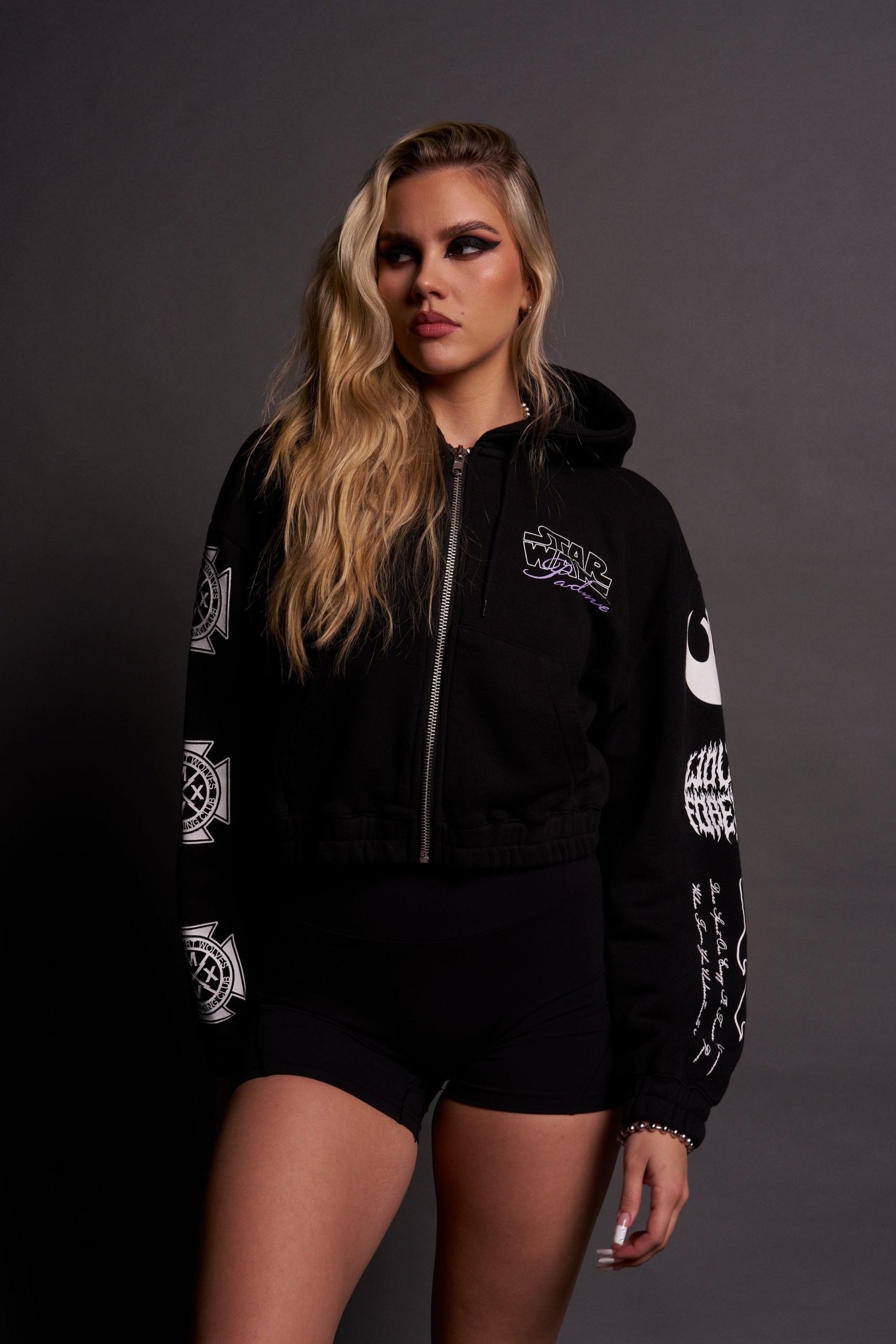 The Power Of The Dark Side Padme Chambers (Cropped) Zip Hoodie in Black