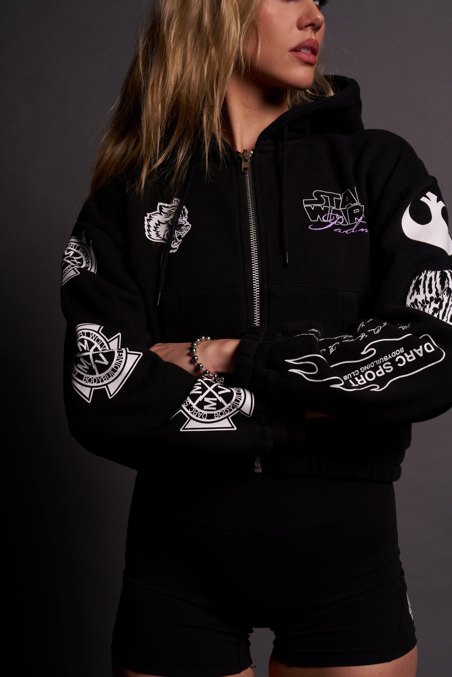 The Power Of The Dark Side Padme Chambers (Cropped) Zip Hoodie in Black - Image 8