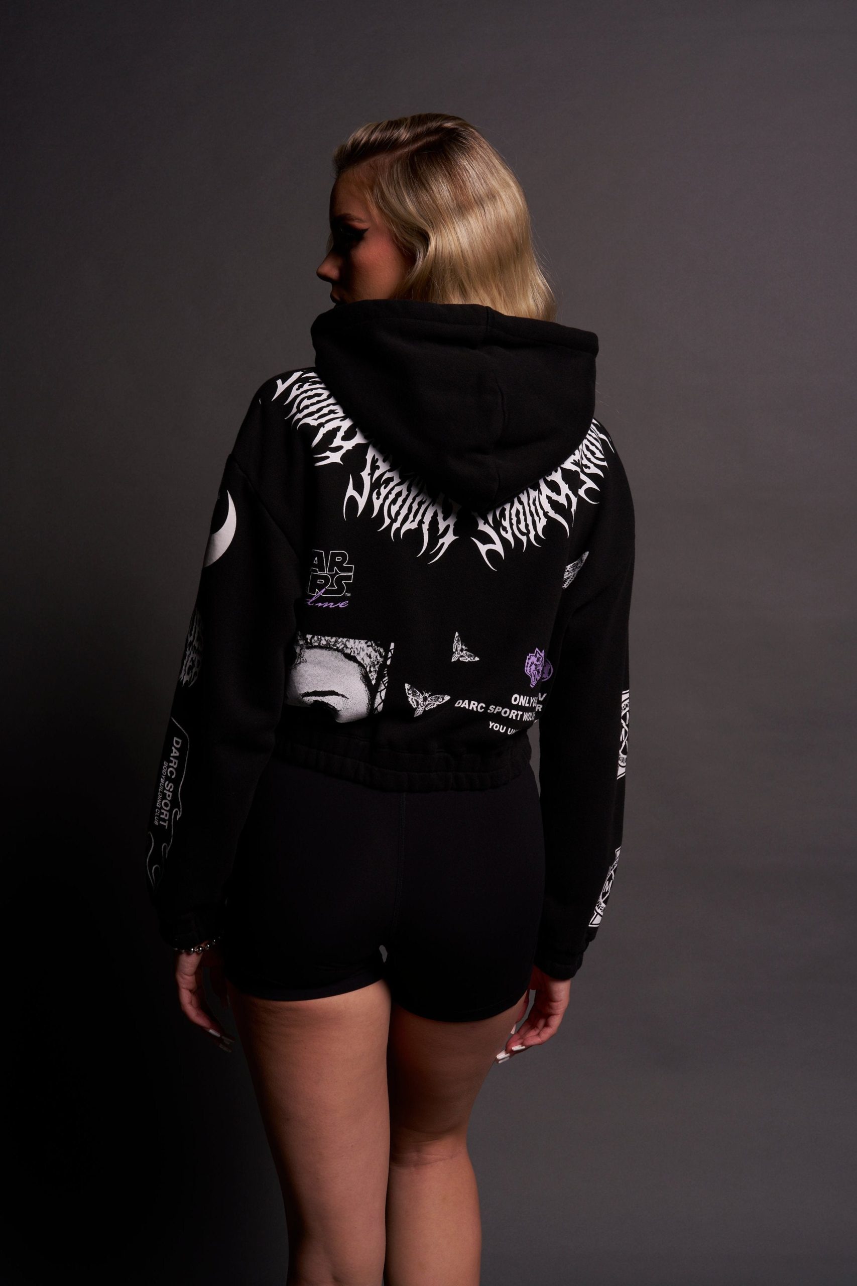 The Power Of The Dark Side Padme Chambers (Cropped) Zip Hoodie in Black - Image 2