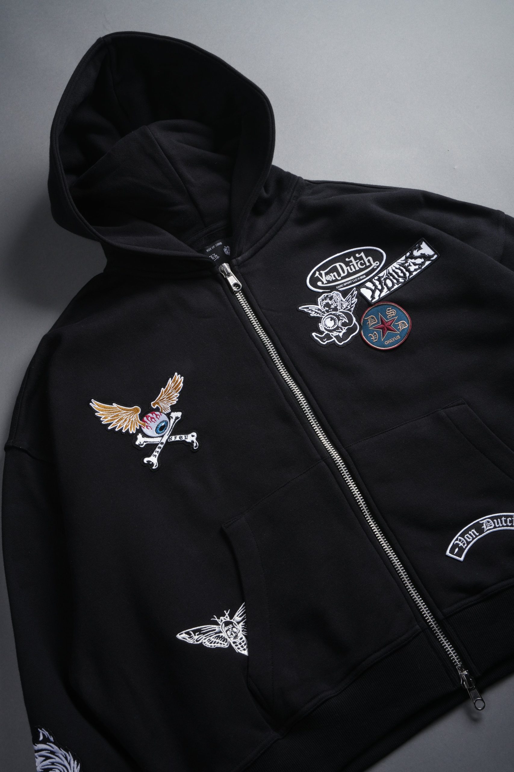 Darc Kulture Vex Double Zip Hoodie in Black - Image 13