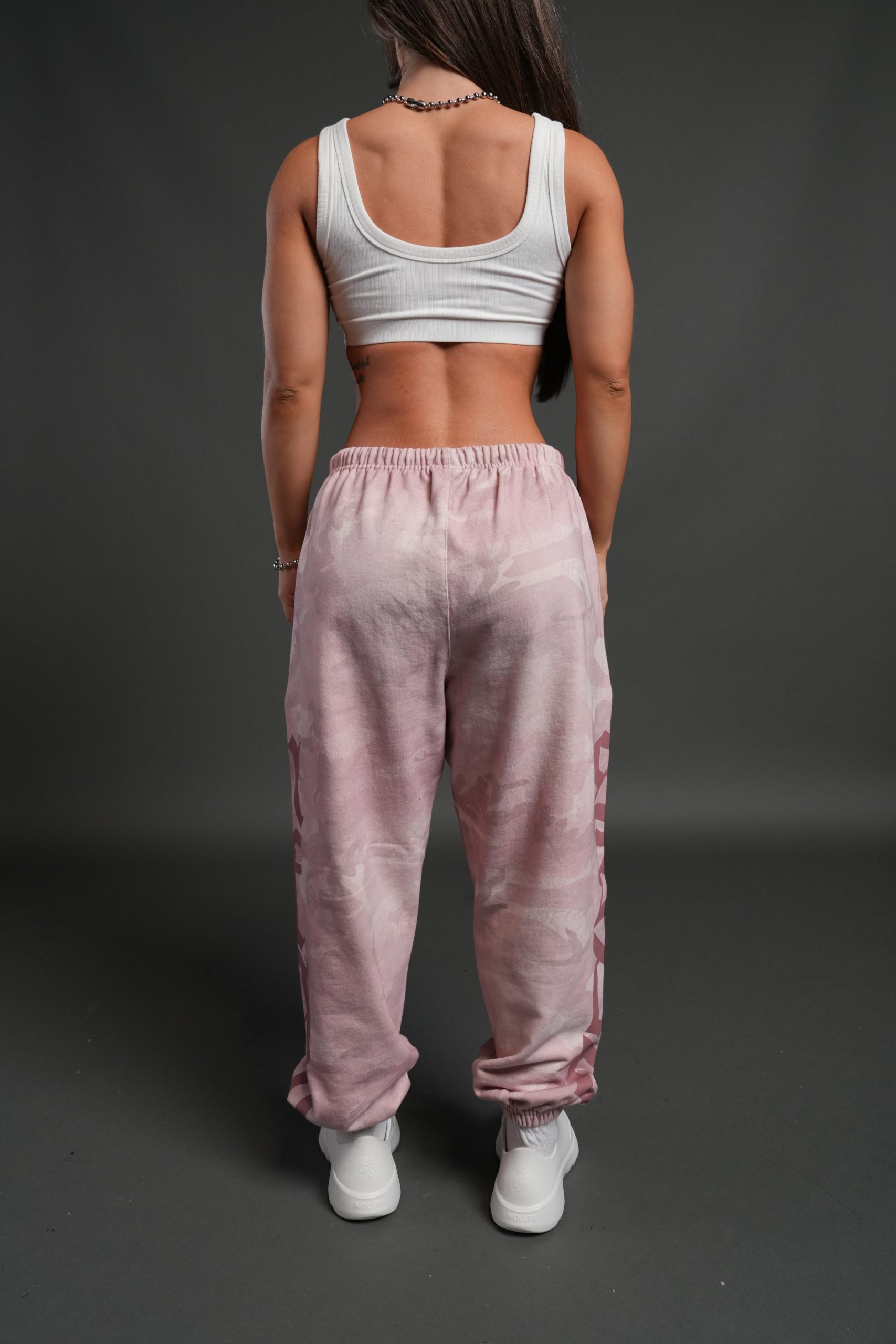 Our Mantra Unisex Lounger Sweat Pants in Blush Vintage Woodland Camo - Image 5