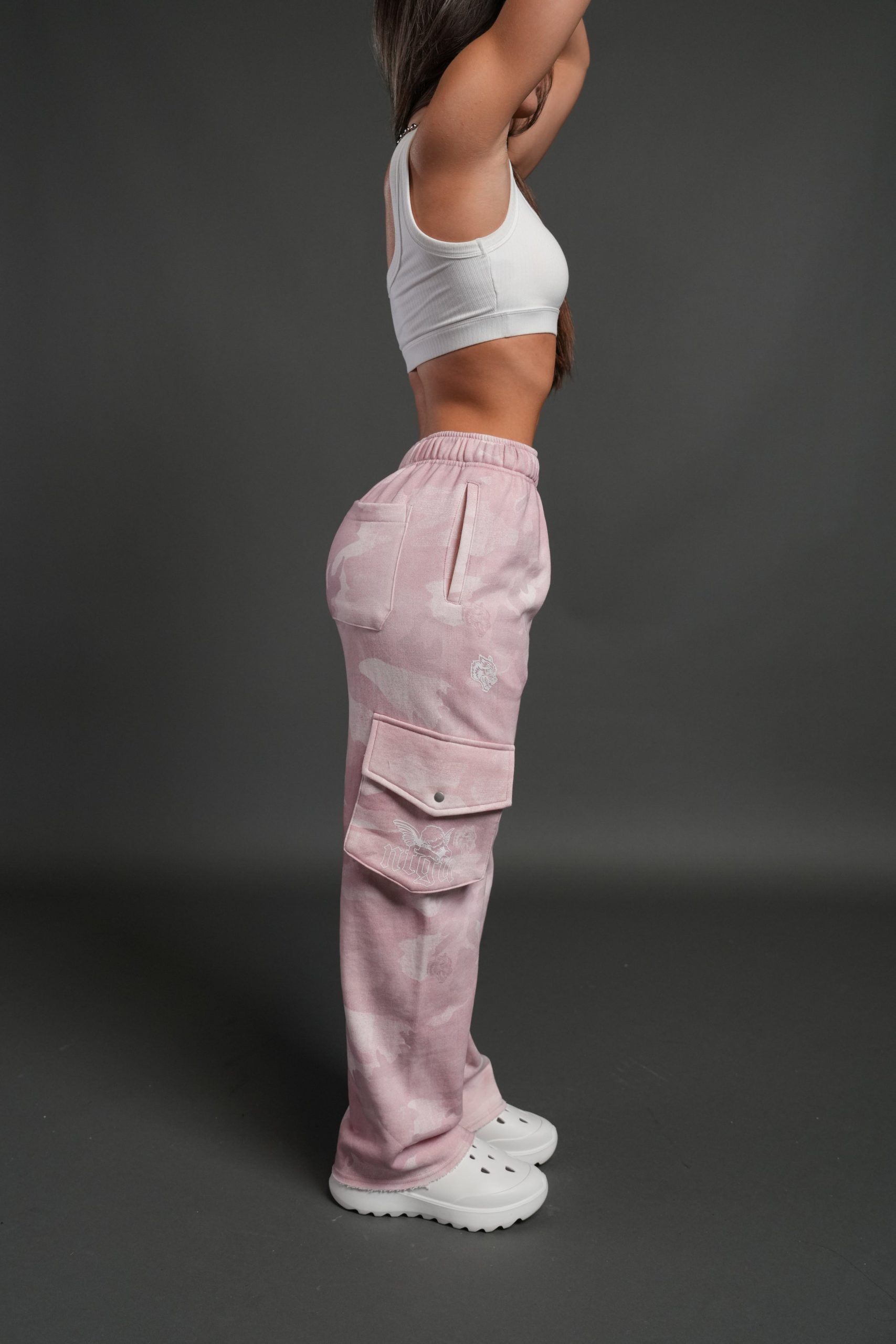 Dual Cherub NFGU Big Cozy Sweats in Blush Vintage Woodland Camo - Image 4