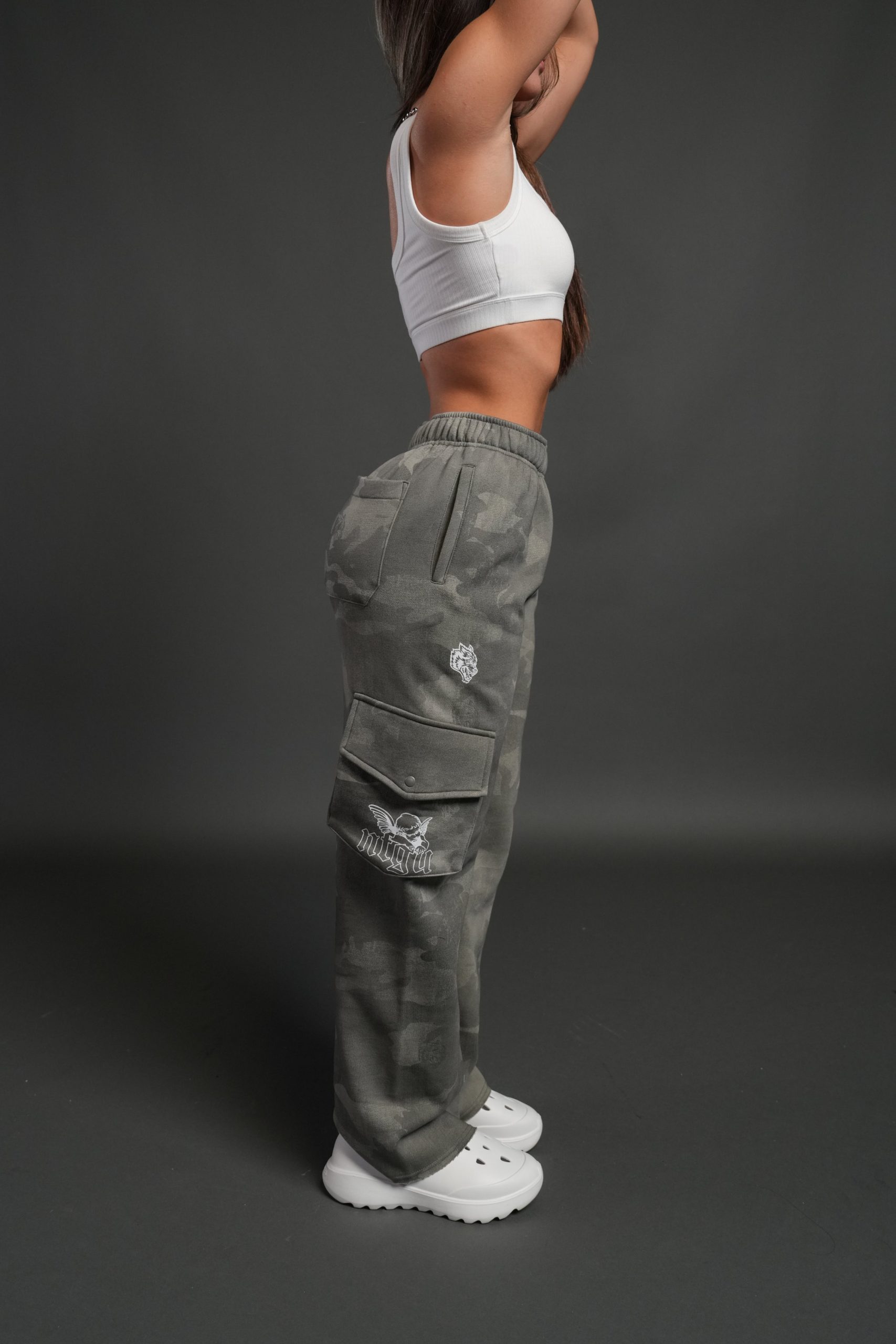 Dual Cherub NFGU Big Cozy Sweats in Lush Vintage Woodland Camo - Image 4