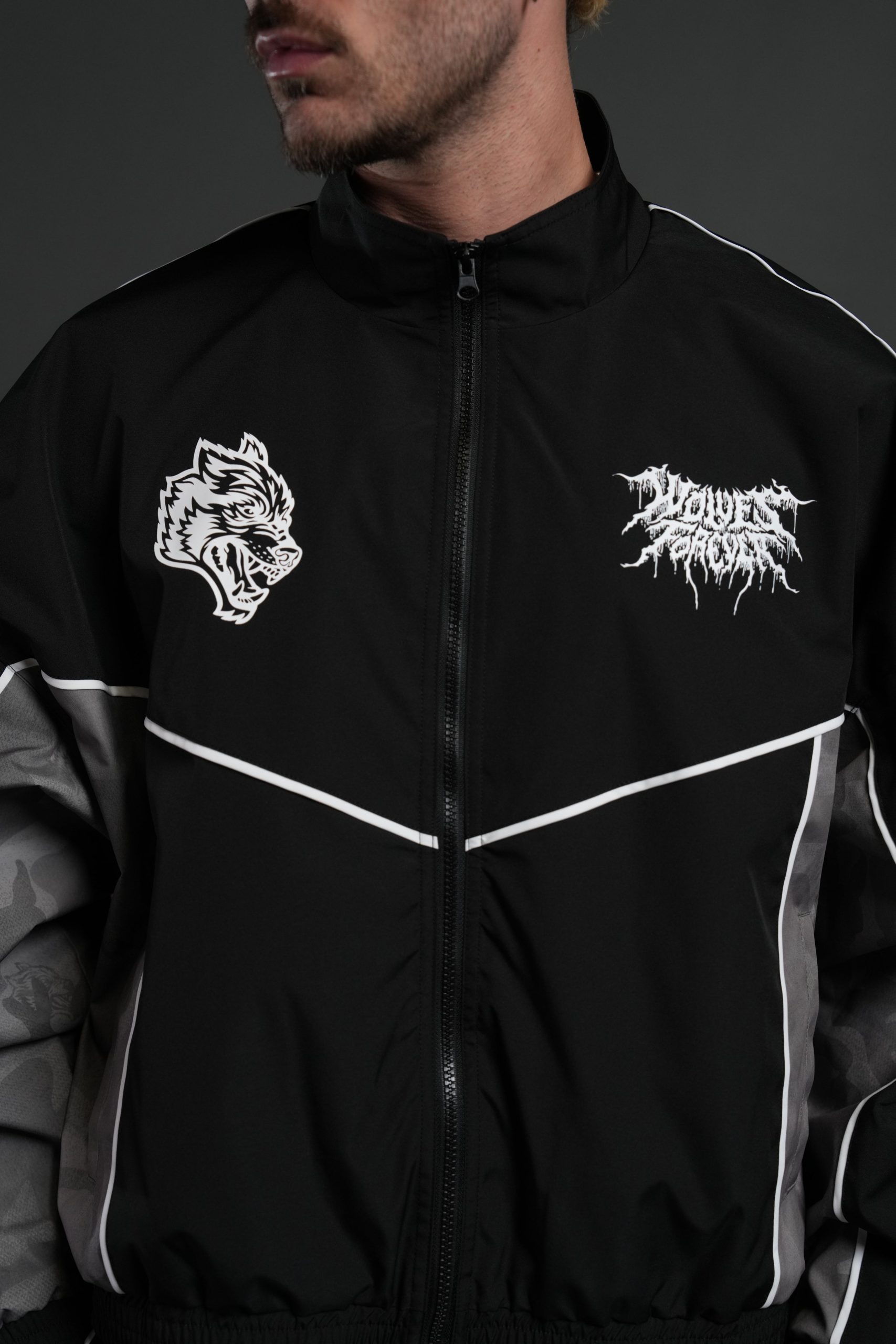 Drip Hesh Quinn Track Jacket in Black/Lush Vintage Woodland Camo - Image 5