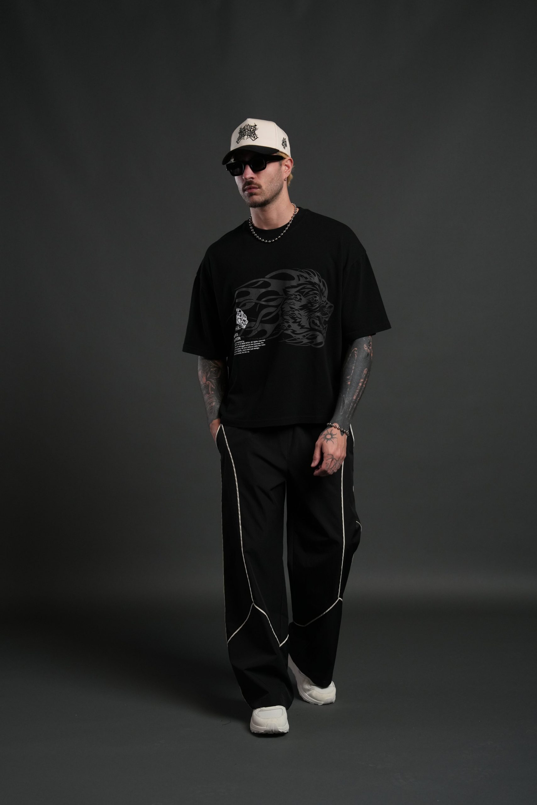 Wolf of the Flame Premium Box Cut Tee in Black - Image 5