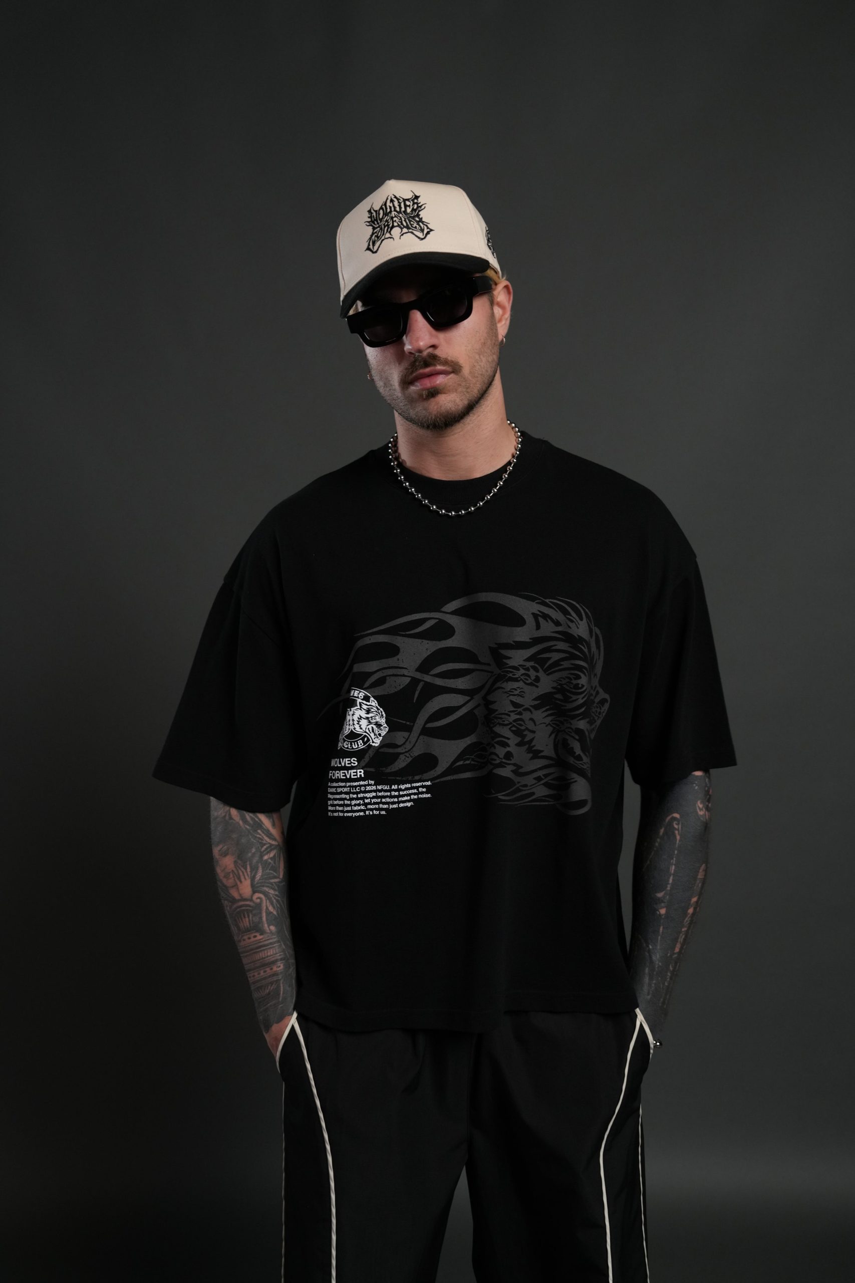 Wolf of the Flame Premium Box Cut Tee in Black - Image 4
