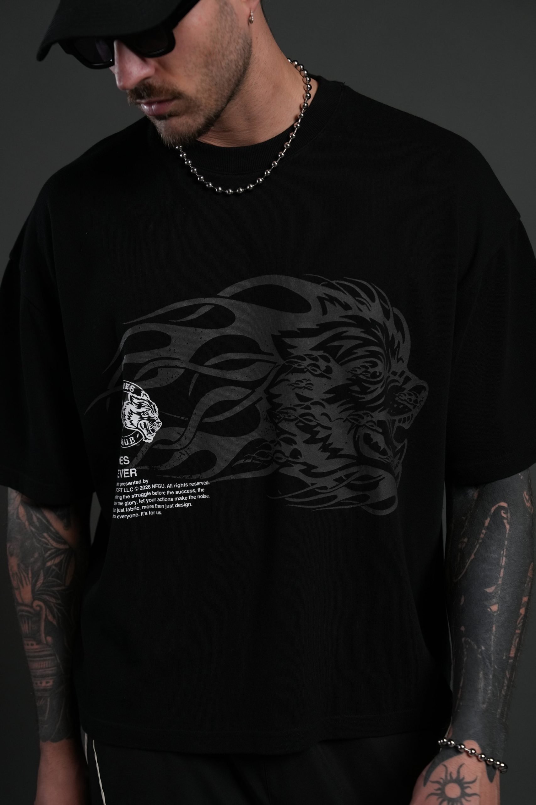 Wolf of the Flame Premium Box Cut Tee in Black - Image 7