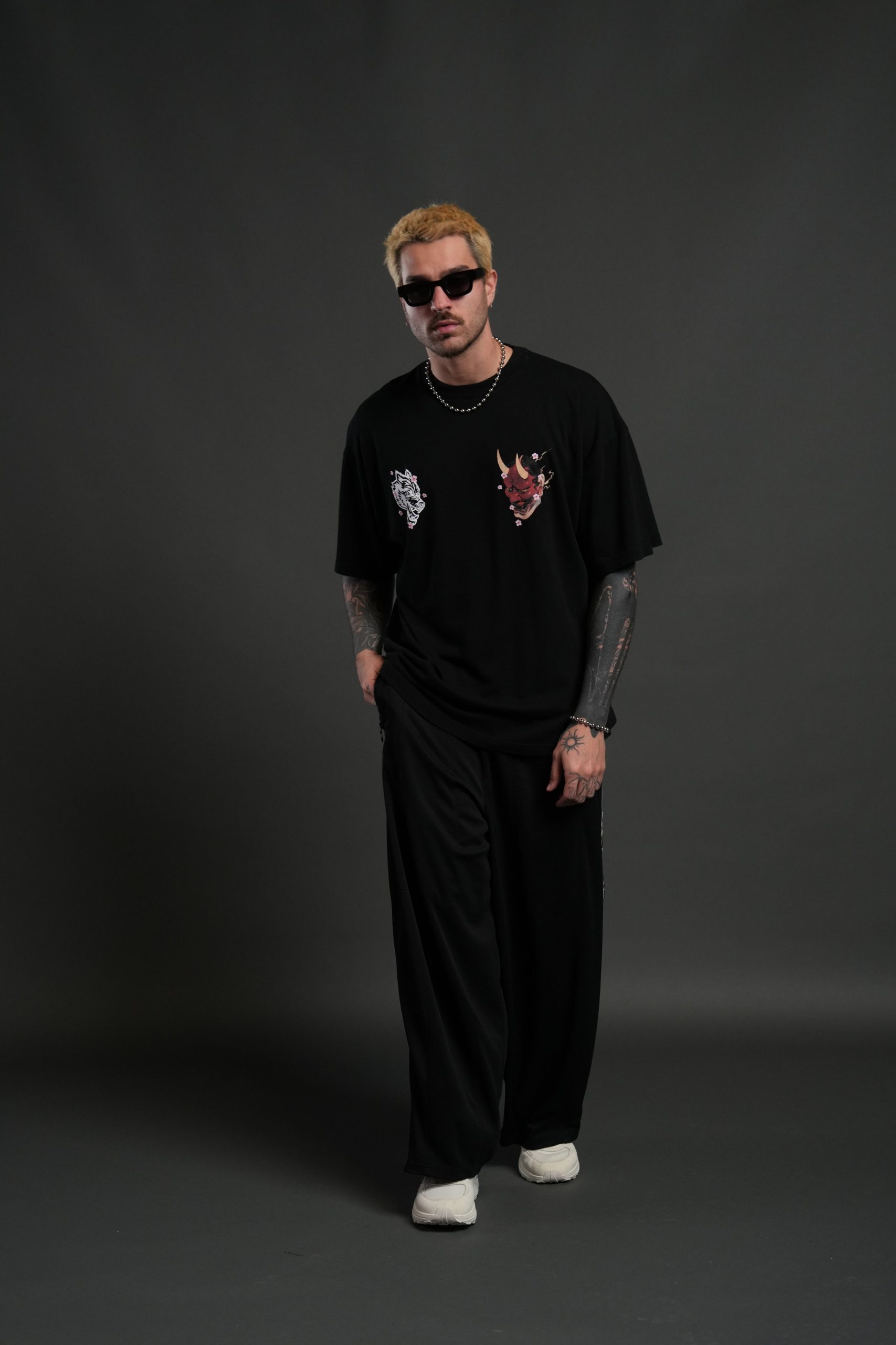 Oni Code Blossom Premium Oversized Tee in Black - Image 5