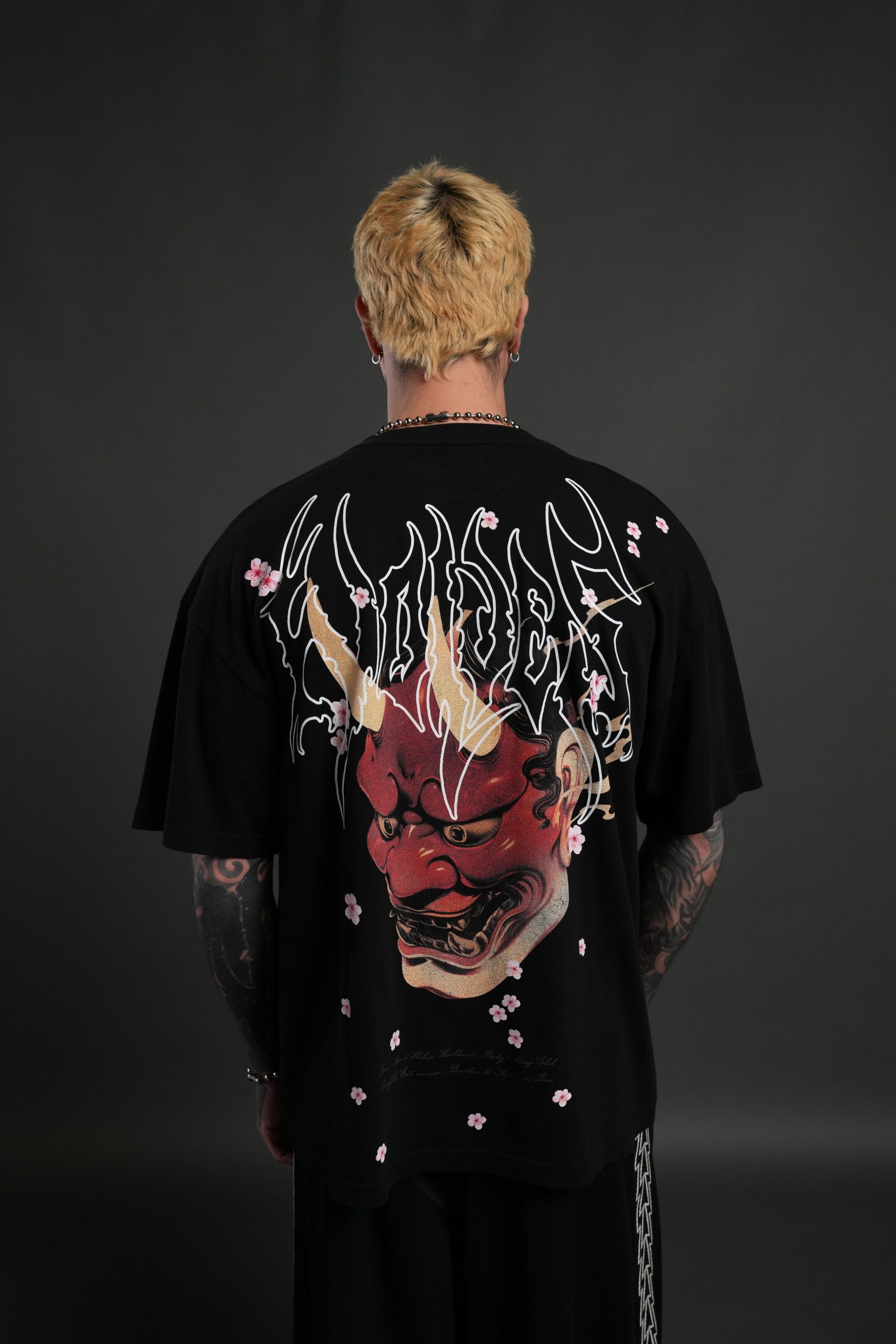 Oni Code Blossom Premium Oversized Tee in Black - Image 4