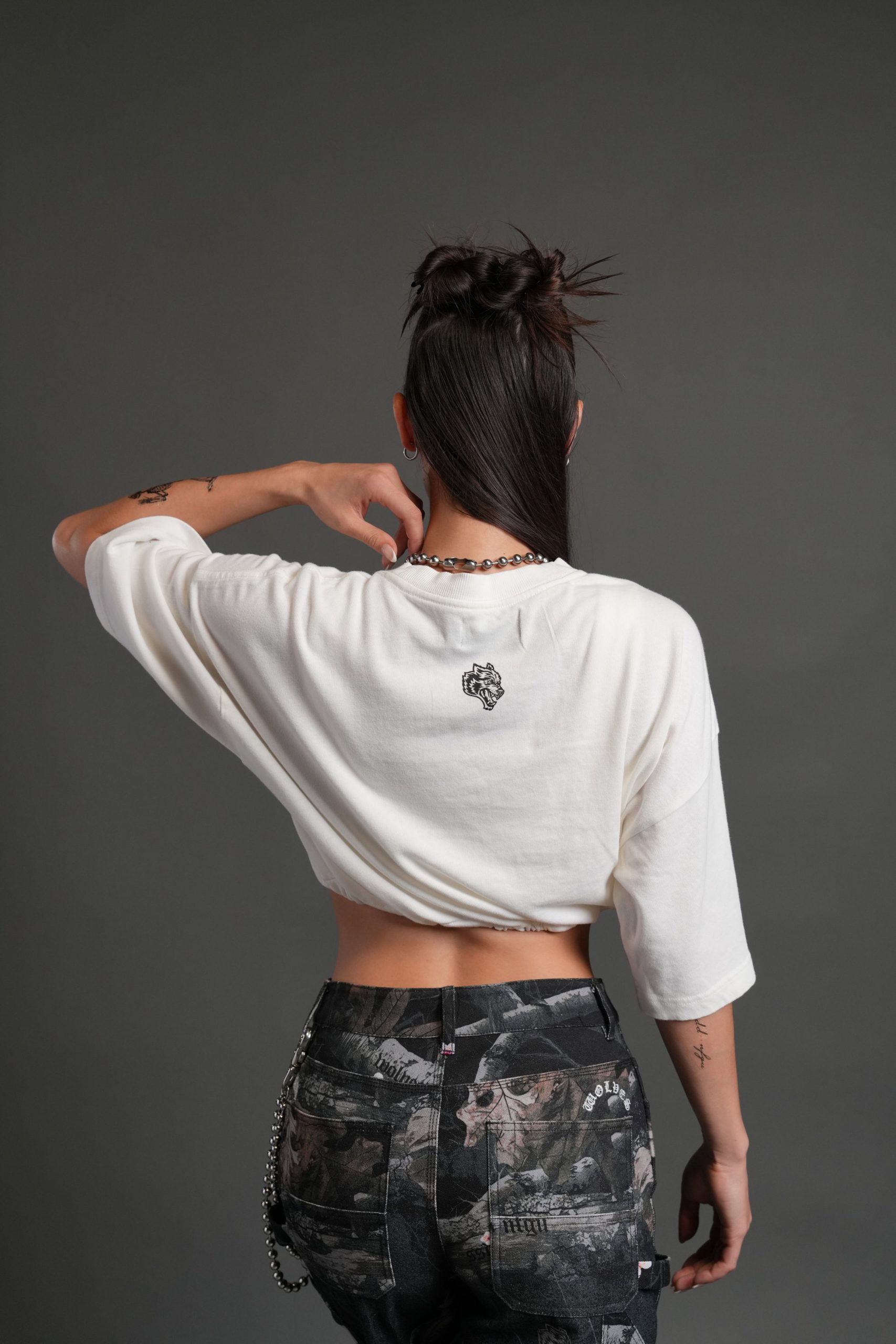 Forged From Iron Bungee Cropped Tee in Cream - Image 2