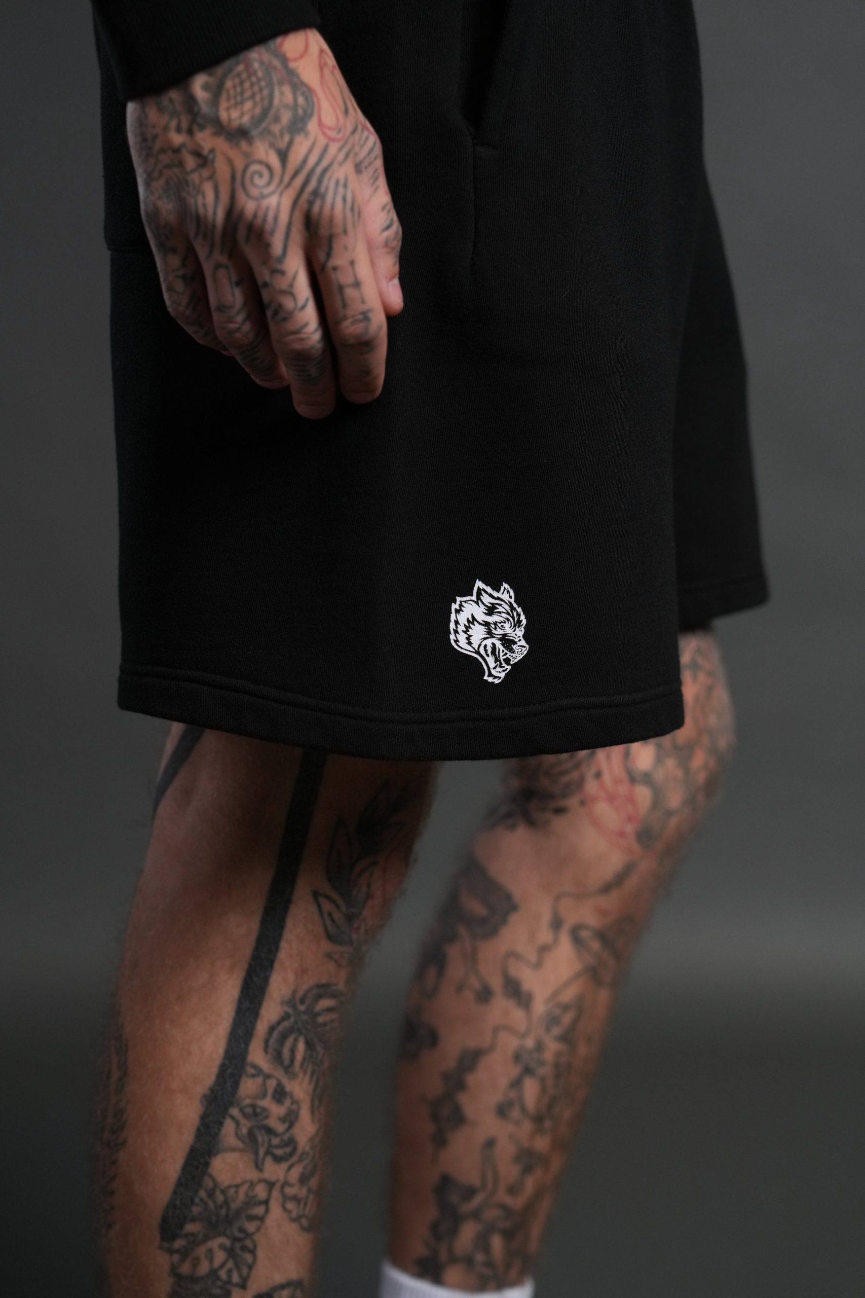 Box Patch Dual Post Lounge Sweat Shorts V2 in Black - Image 7