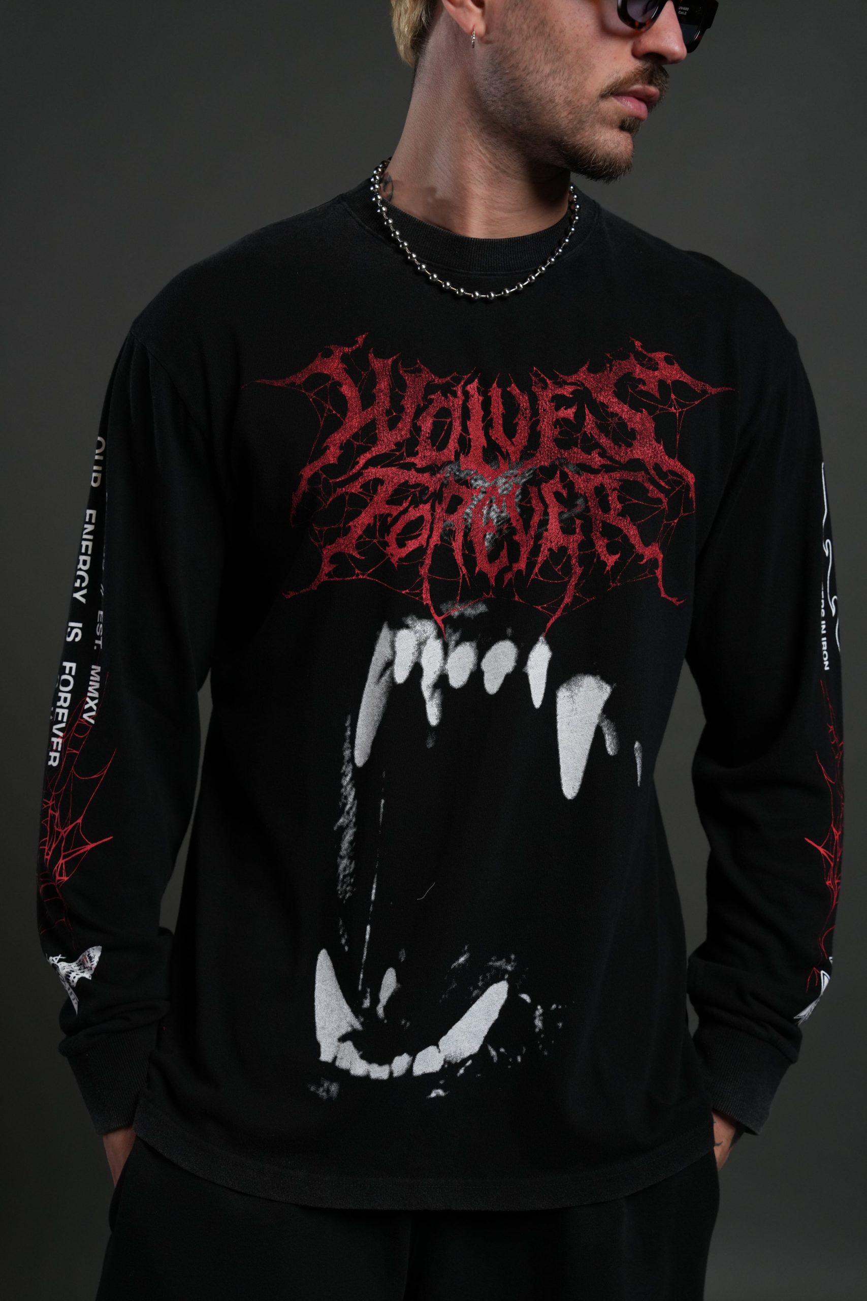 Blood Thirsty Webs Premium L/S Tee in Black - Image 5