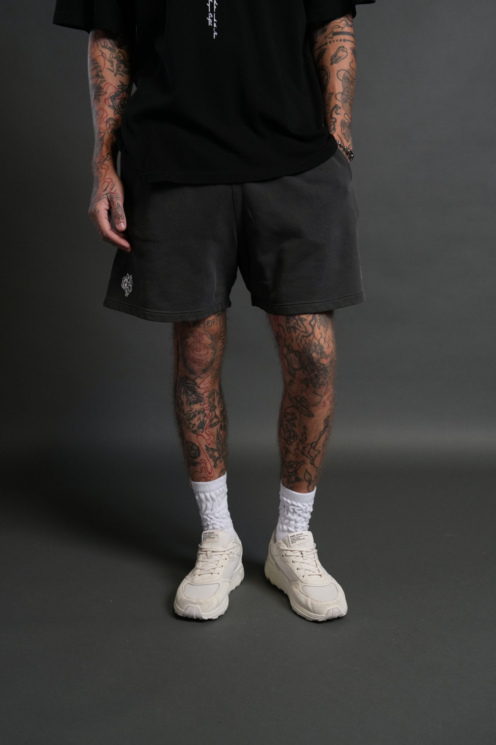 Box Patch Dual Post Lounge Sweat Shorts V2 in Wolf Gray - Image 2