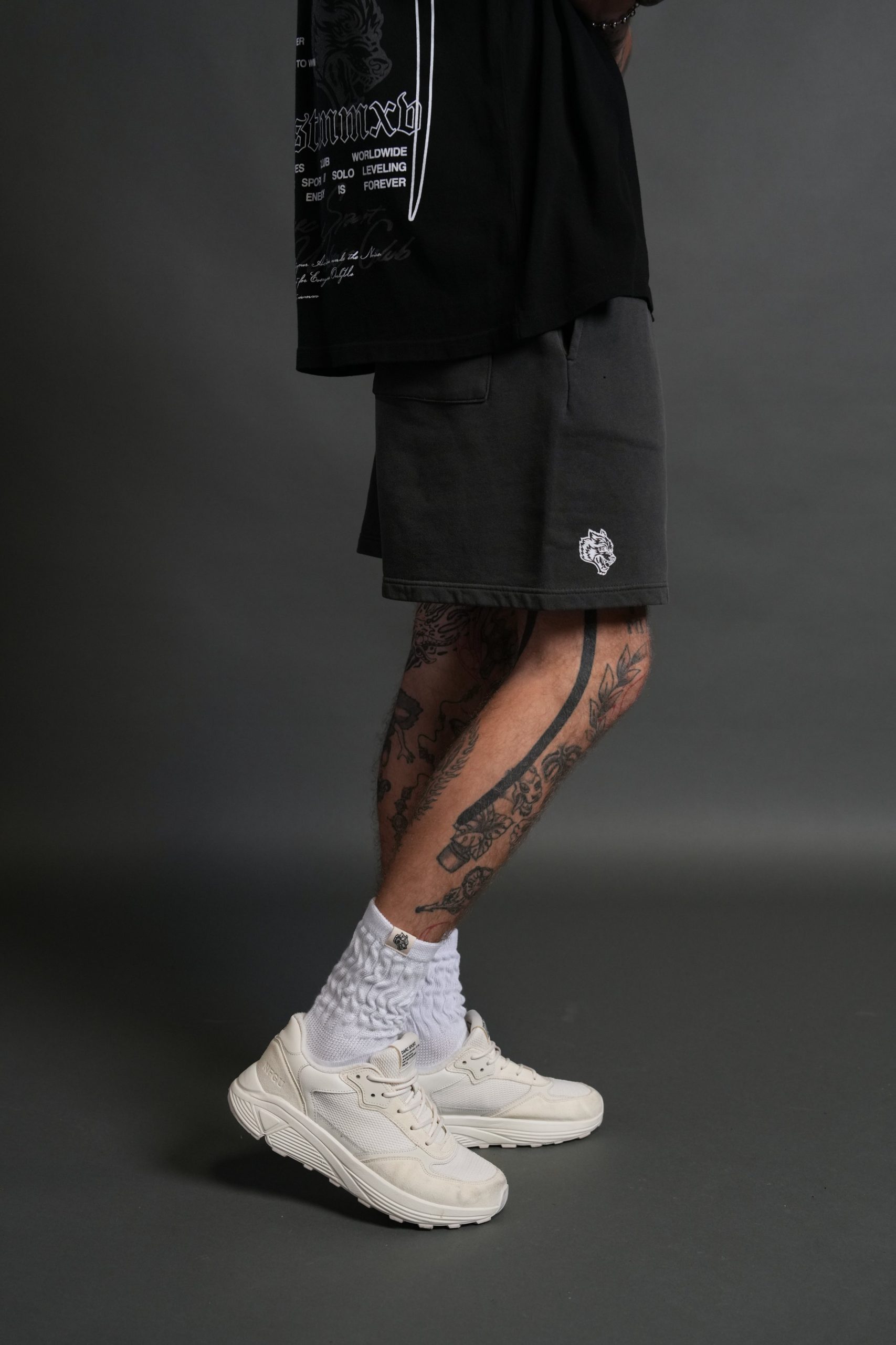 Box Patch Dual Post Lounge Sweat Shorts V2 in Wolf Gray - Image 5
