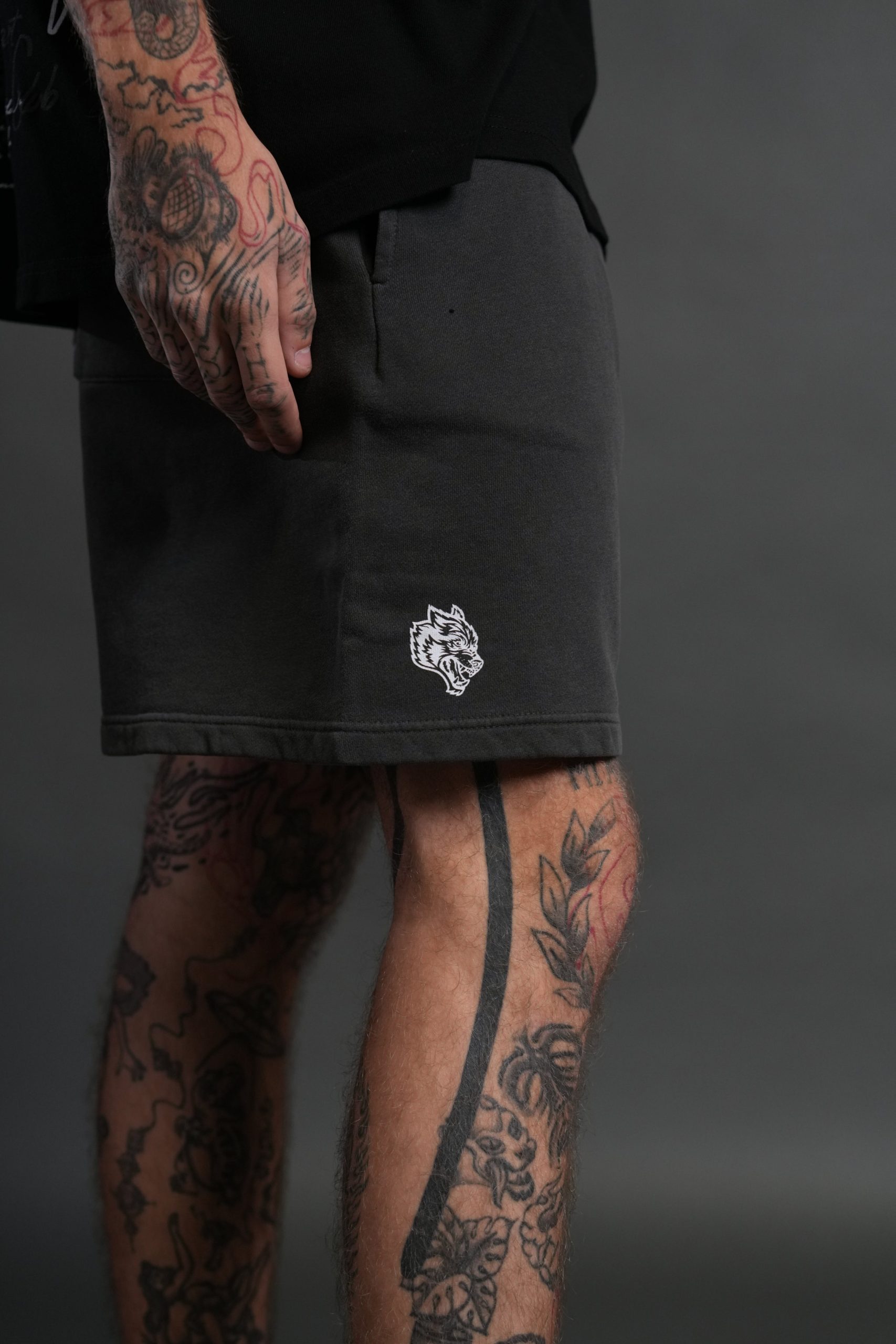 Box Patch Dual Post Lounge Sweat Shorts V2 in Wolf Gray - Image 7