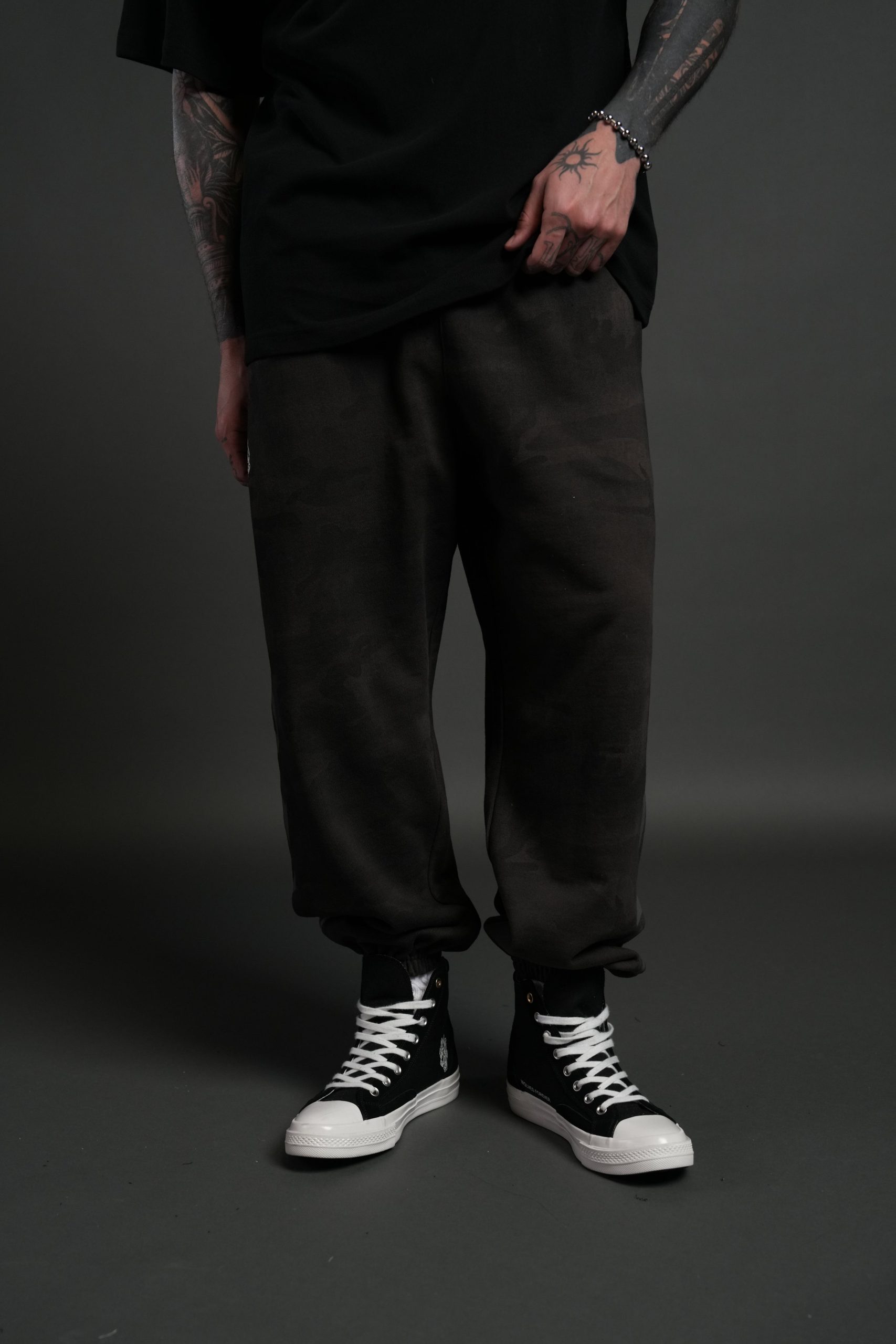 Our Mantra Lounger Sweat Pants in Black Vintage Woodland Camo - Image 2