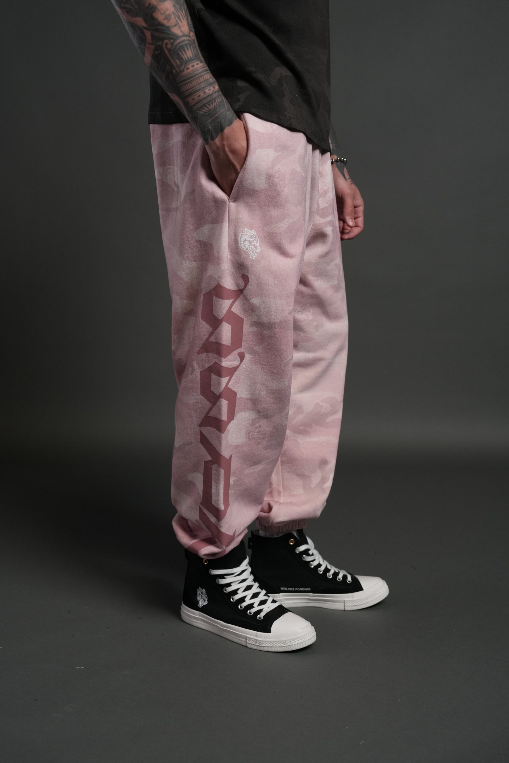 Our Mantra Unisex Lounger Sweat Pants in Blush Vintage Woodland Camo - Image 9