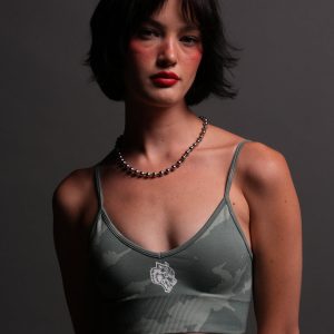Single Wolf Everson Seamless Huxley Bra in Hunter Green Native Camo