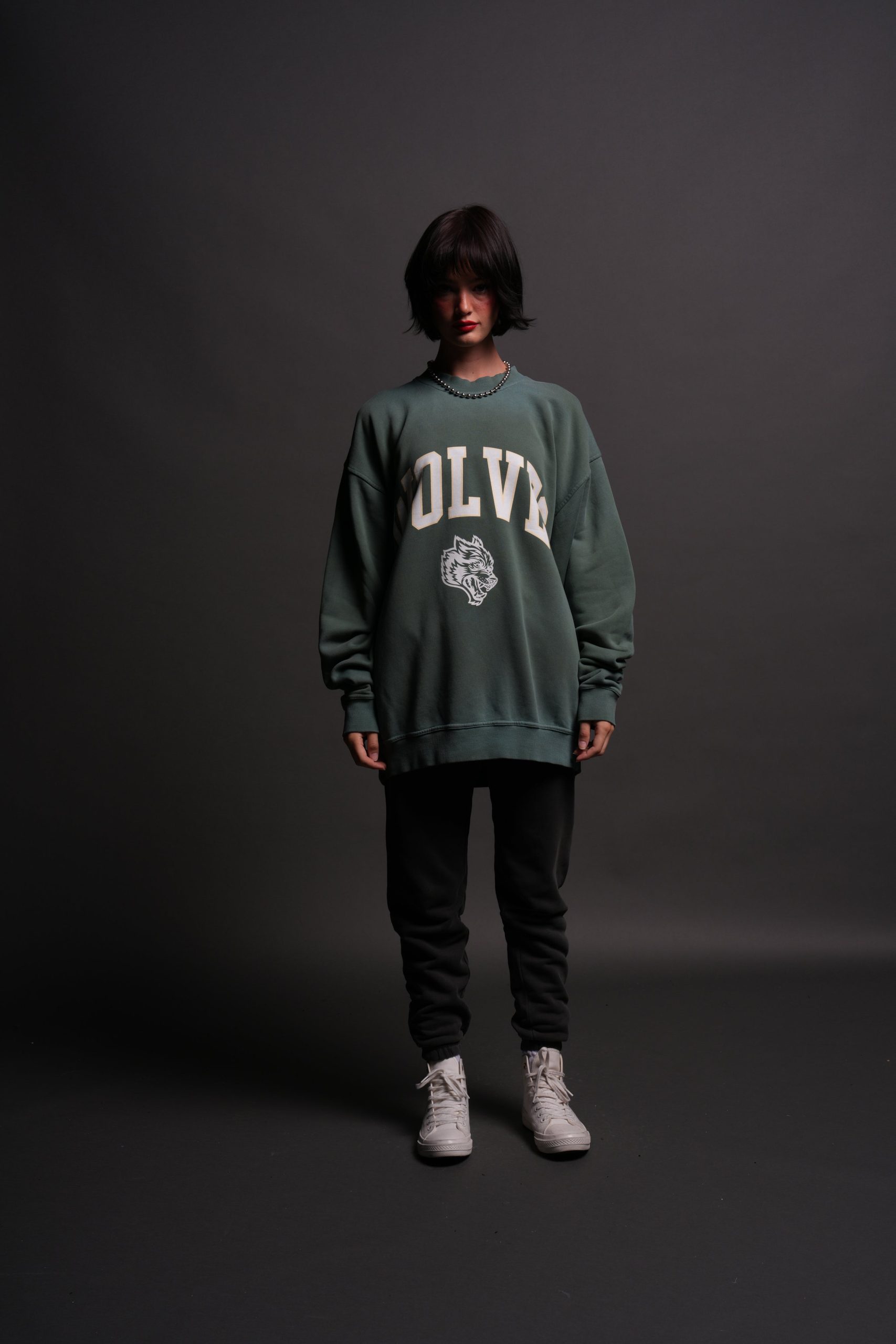 Loyalty London Unisex Crewneck in Hunter Green Driftwash - Image 7