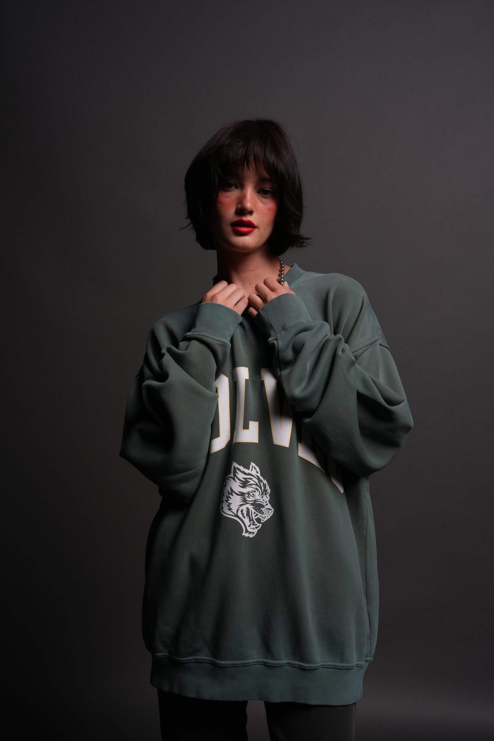 Loyalty London Unisex Crewneck in Hunter Green Driftwash - Image 5