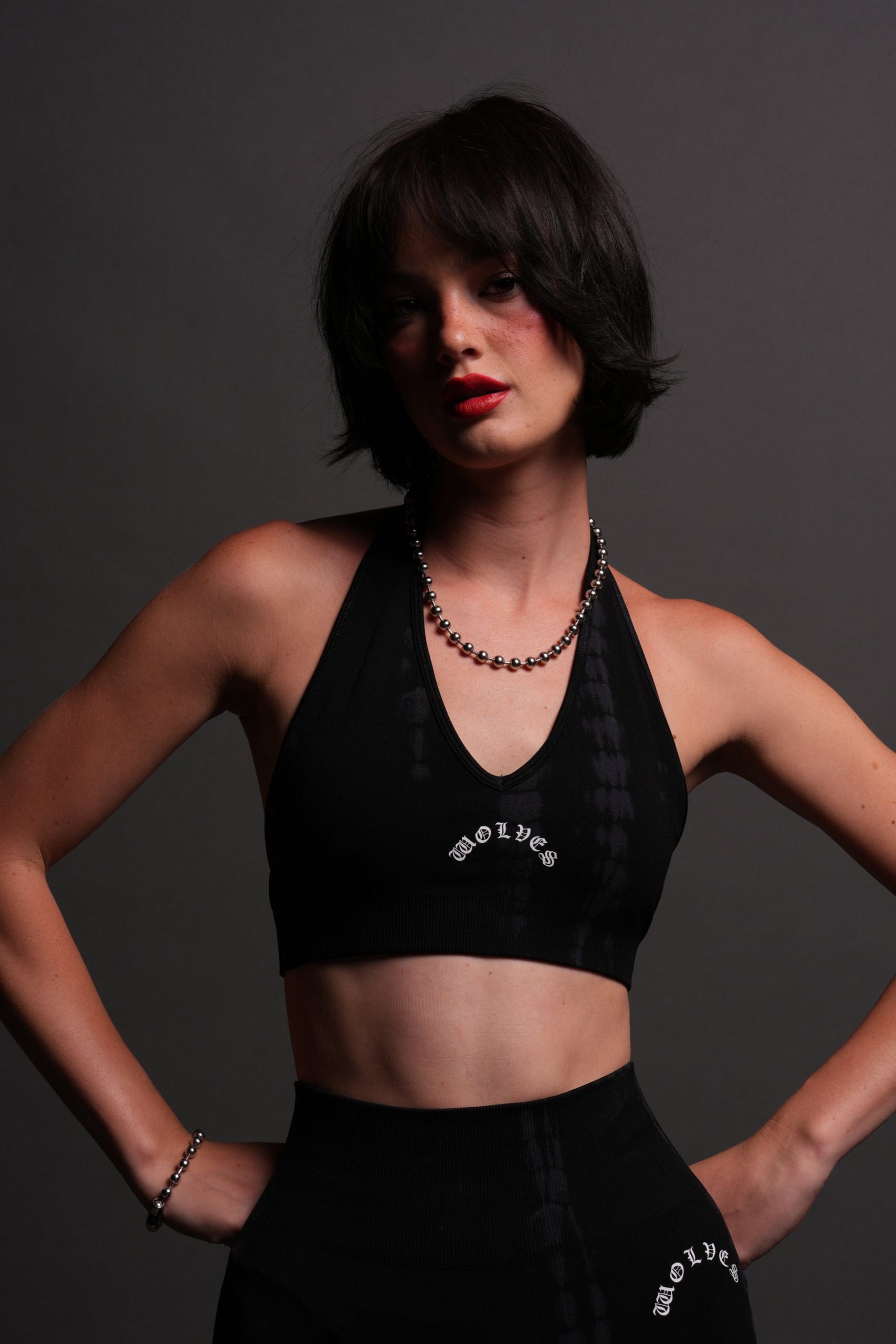 Chopper Everson Seamless Halter Bra in Black Tonal Serpent