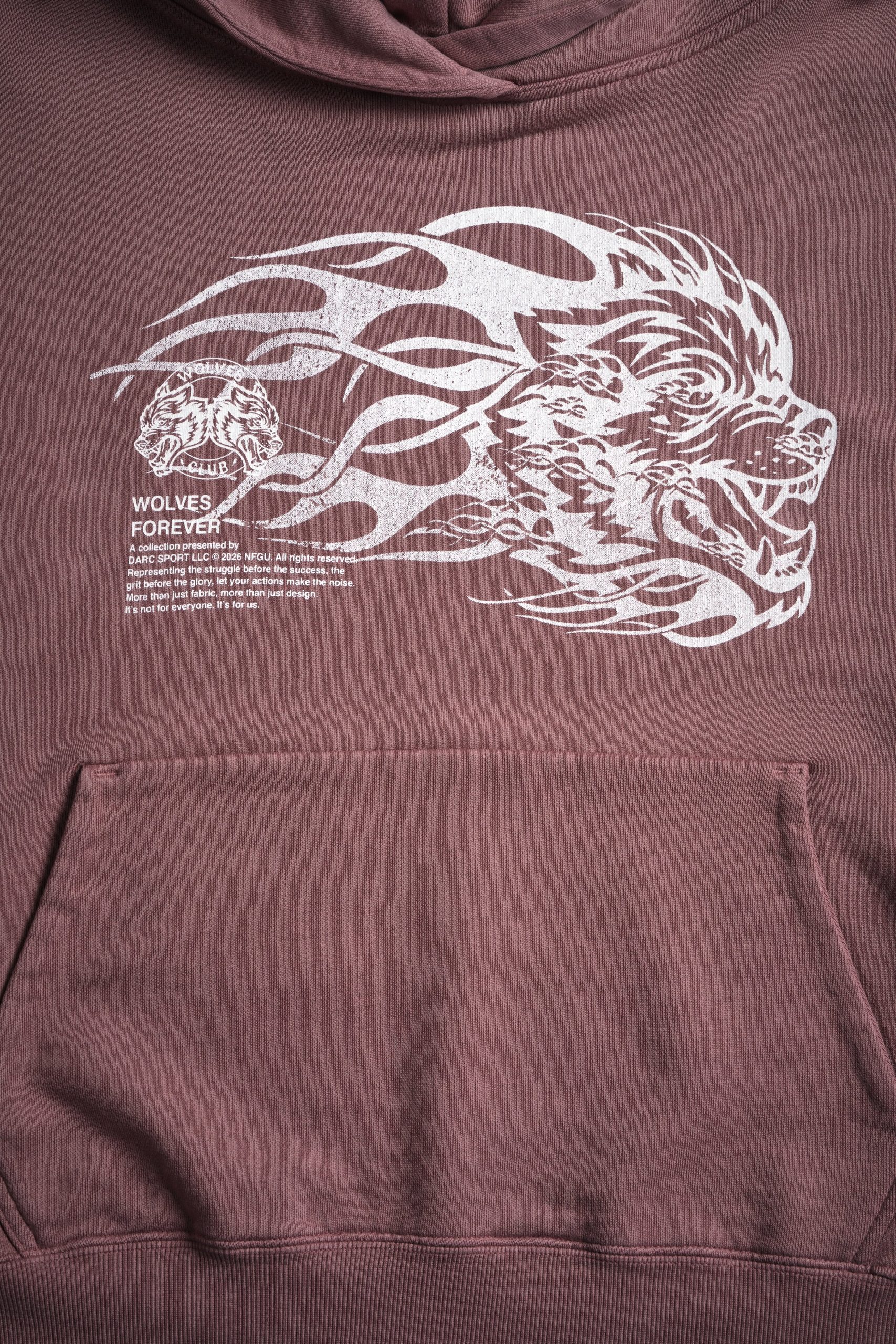 Wolf of the Flame Grunge Gage Box Cut Hoodie in Mauve - Image 8