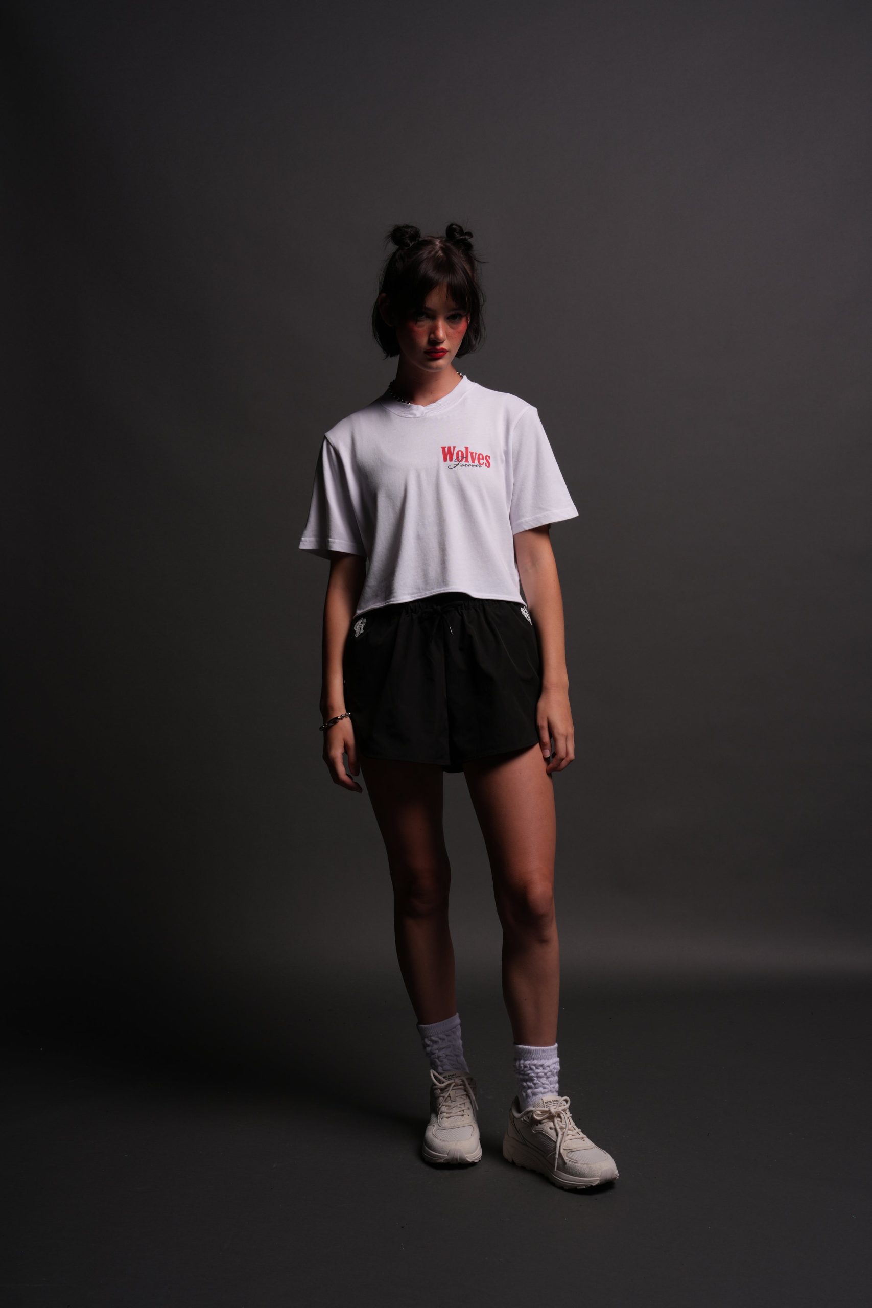 She Wlvs Premium (Cropped) Tee in White - Image 5