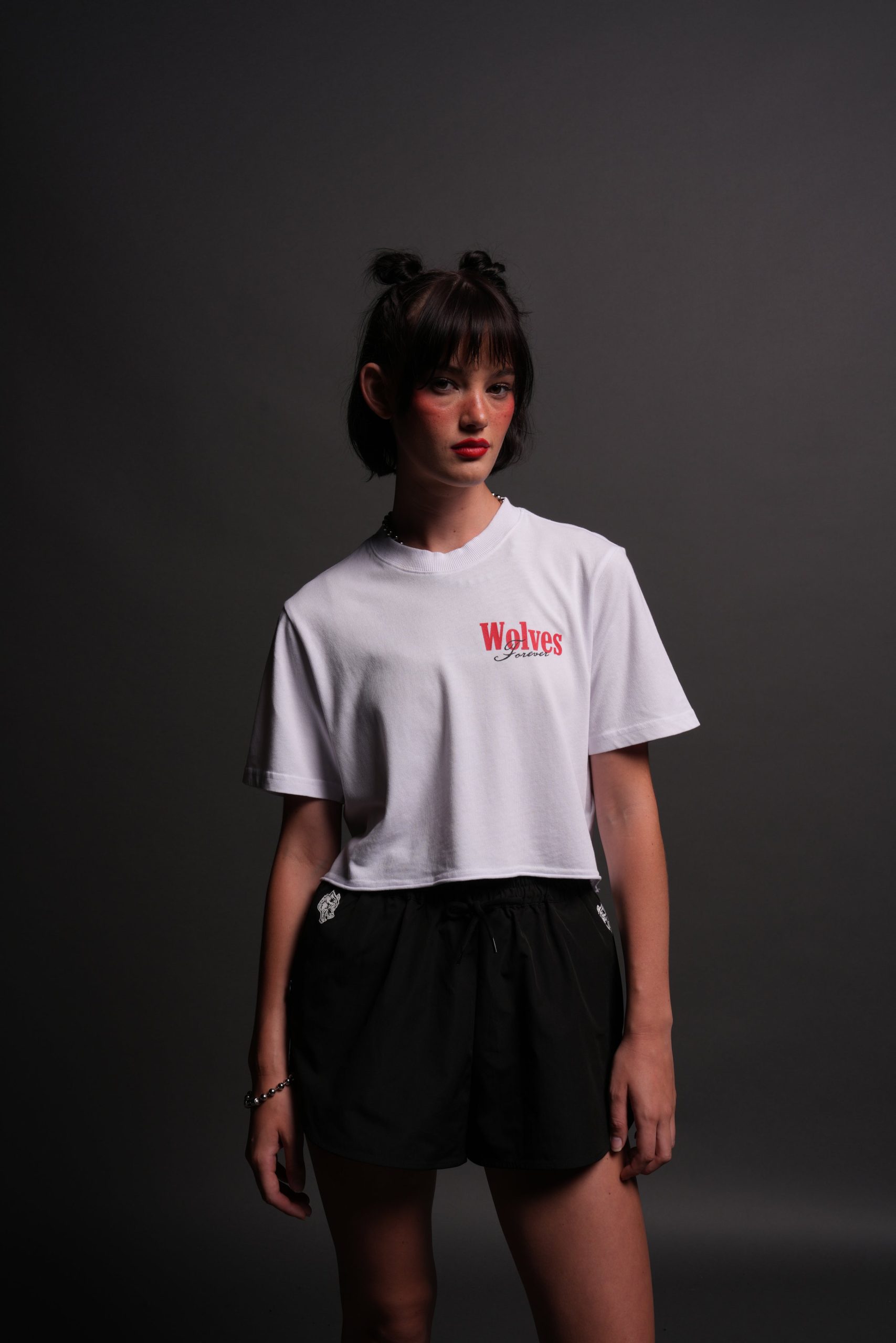 She Wlvs Premium (Cropped) Tee in White - Image 2
