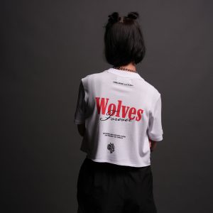 She Wlvs Premium (Cropped) Tee in White