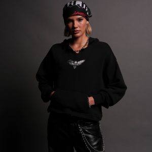 Everlasting Moth Dempsey (Cropped) Hoodie in Black