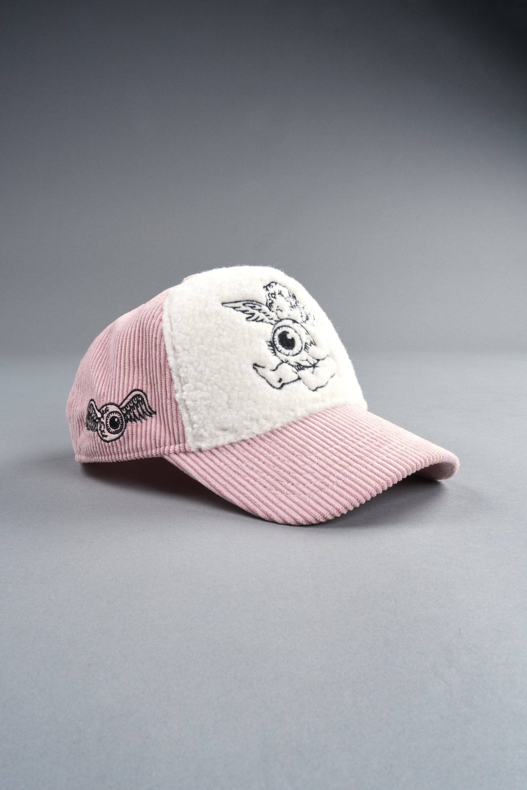 Cherub Eyeball Corduroy Trucker Hat in Bubblegum - Image 7