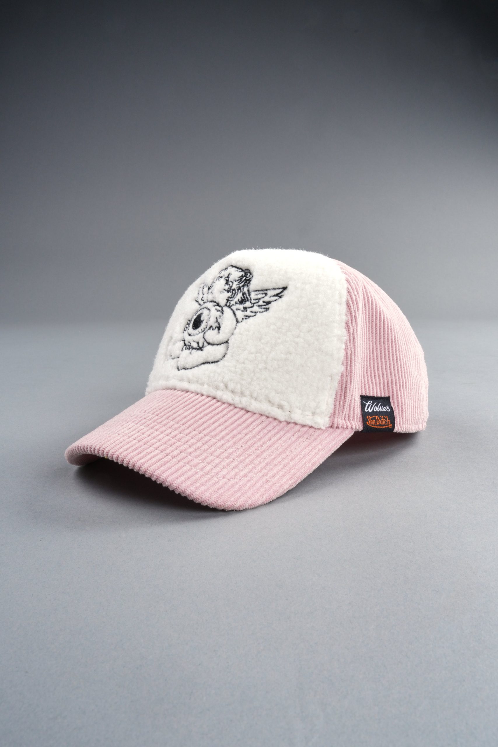 Cherub Eyeball Corduroy Trucker Hat in Bubblegum - Image 9