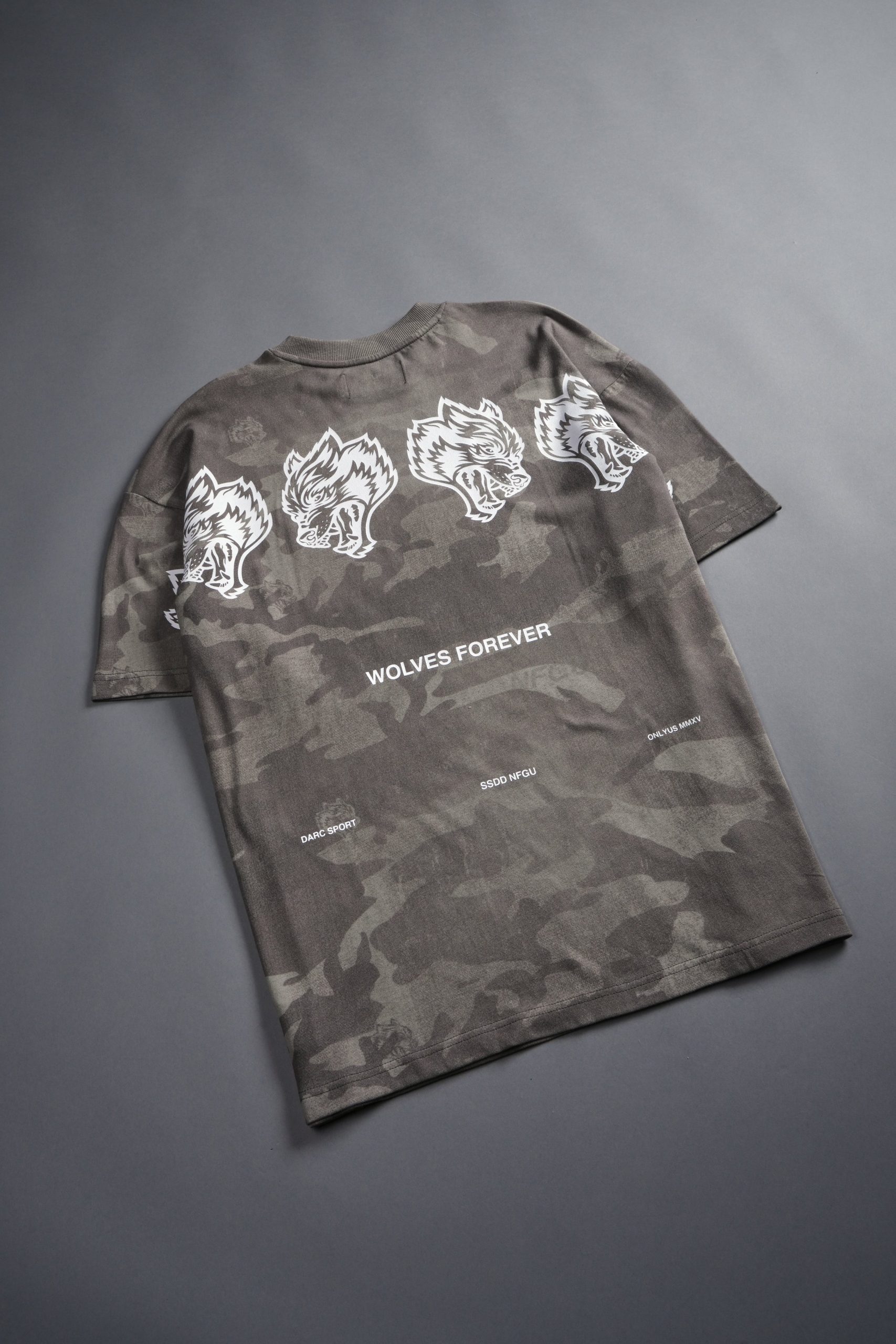Wolves Have Your Back Unisex Premium Oversized Tee in Lush Vintage Woodland Camo - Image 14