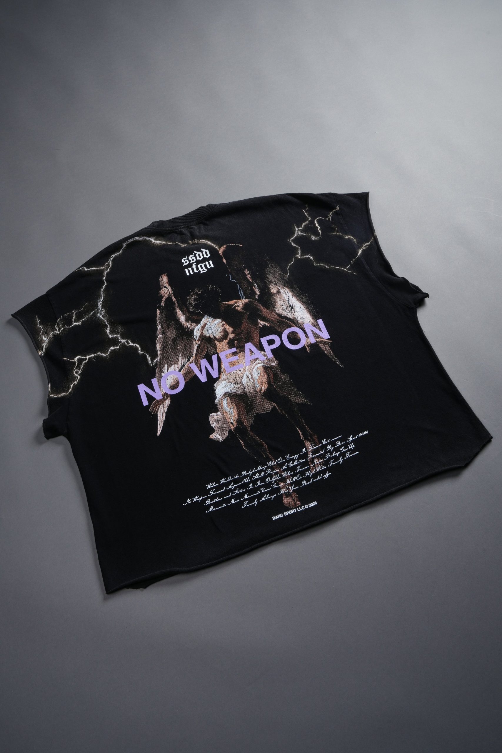 Fallen Angel Grunge Cut-Off Tee in Black - Image 11