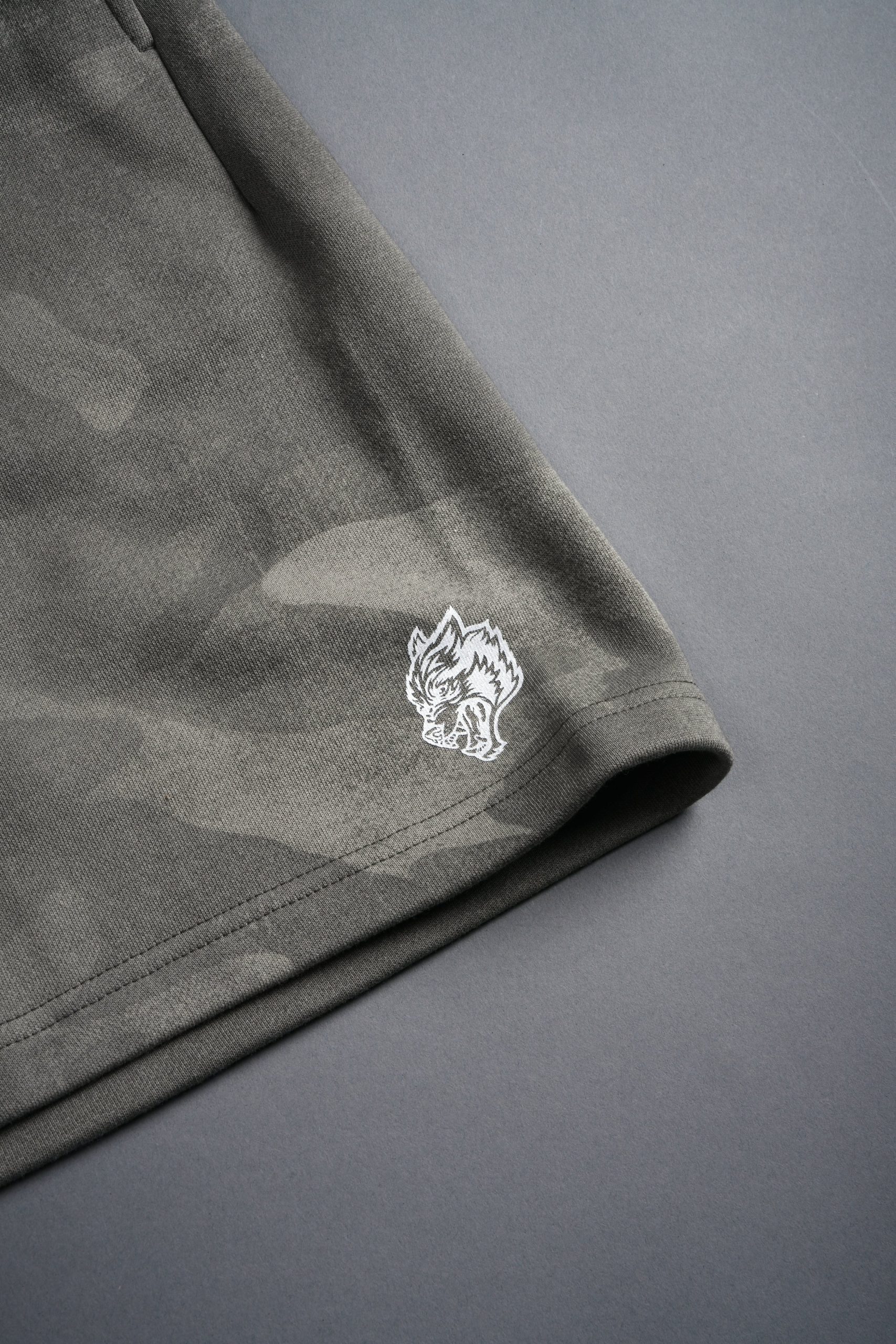 Dual Oversized Post Lounge Sweat Shorts in Lush Vintage Woodland Camo - Image 7